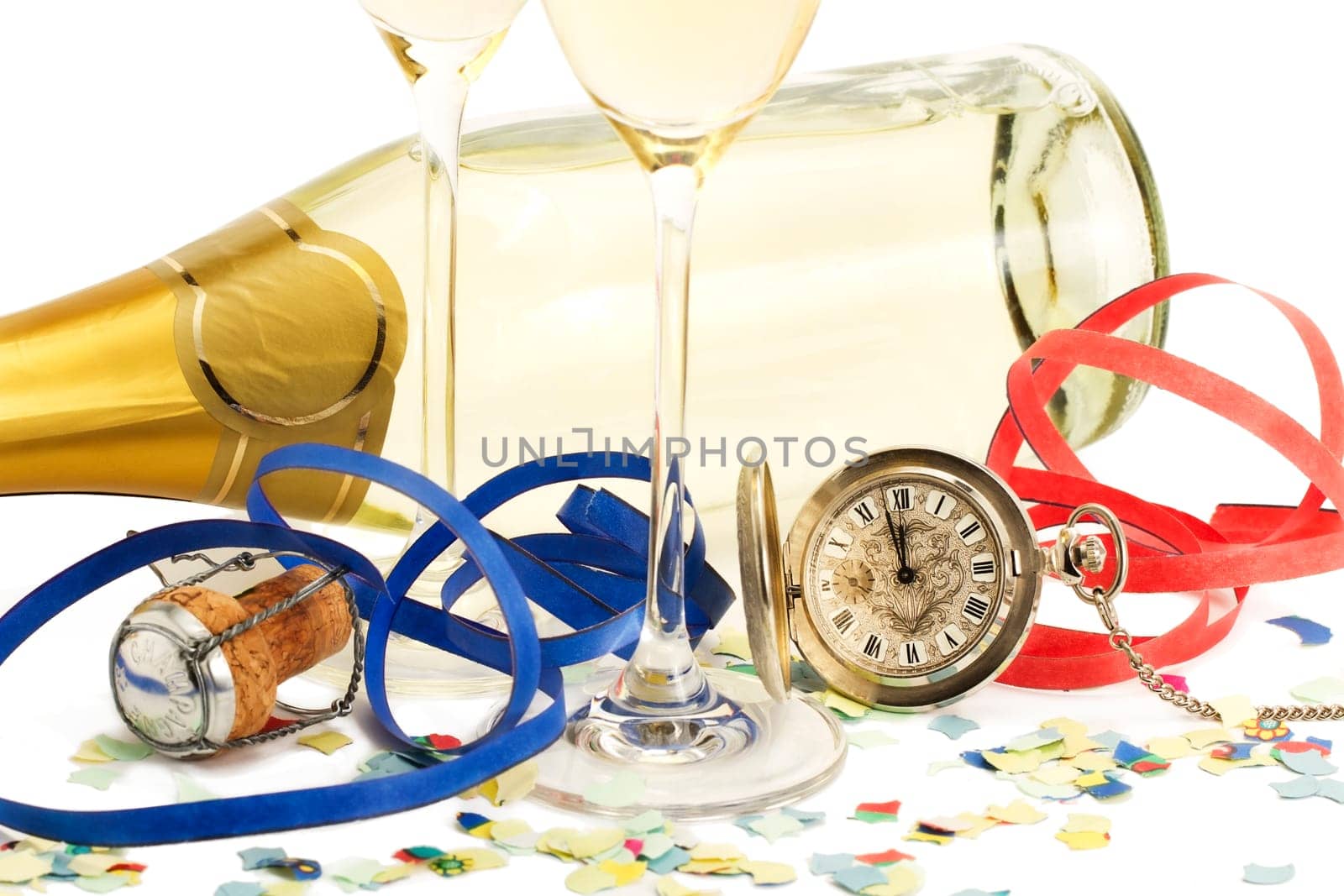 Champagne Bottle Streamers Confetti Clock