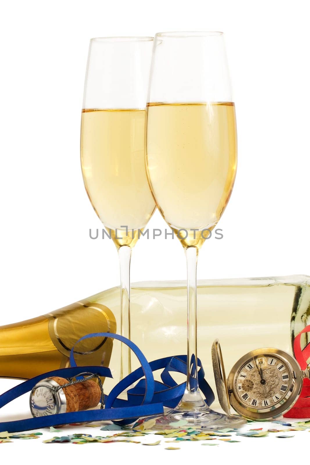 Champagne Bottle Streamers Confetti Clock