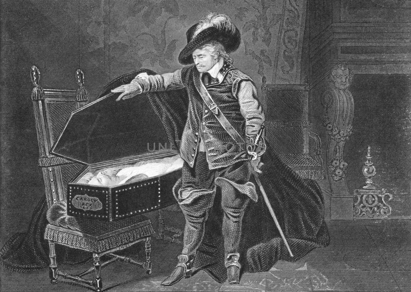 Cromwell viewing the dead body of Charles I