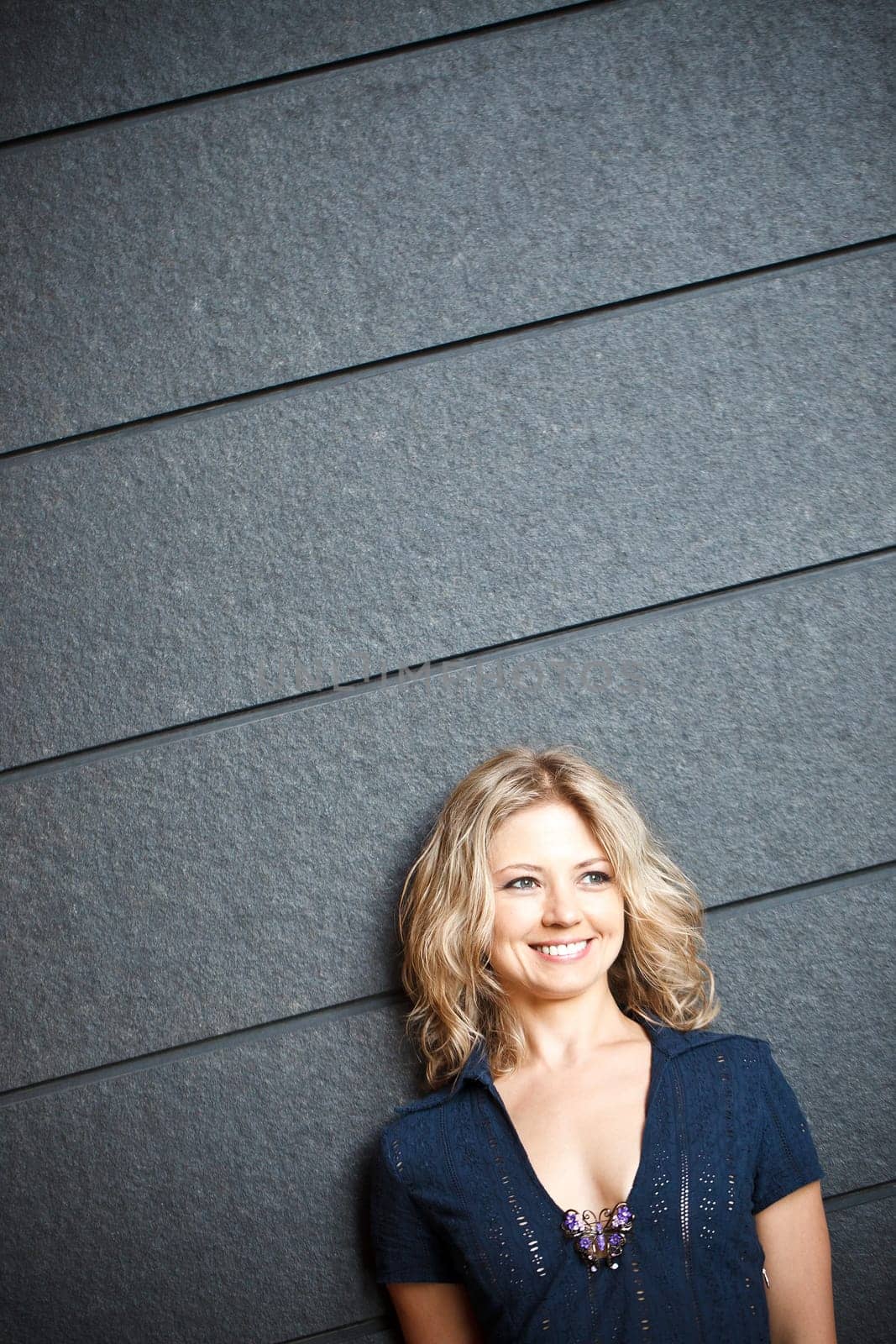 Happy blonde woman