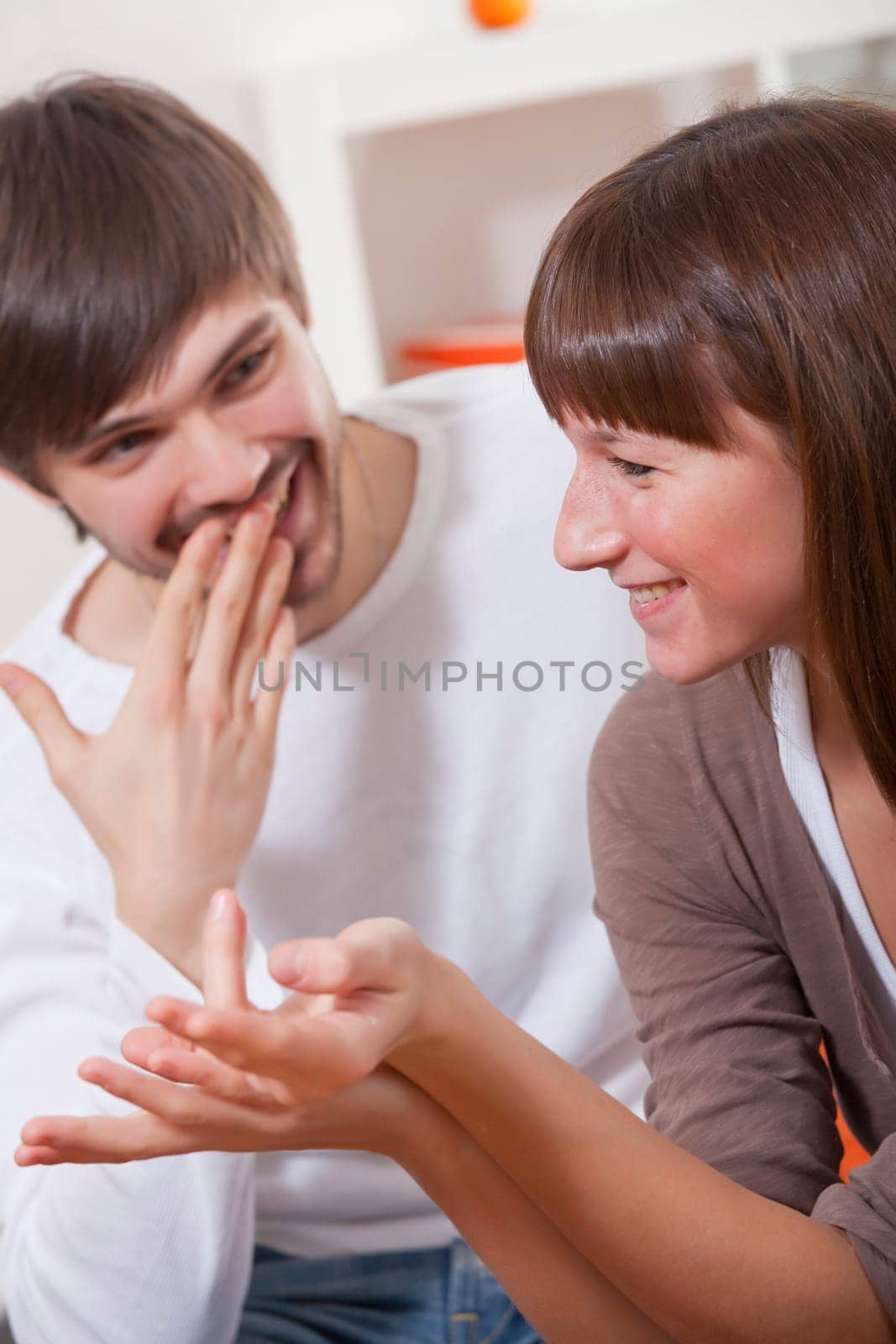 happy couple at home