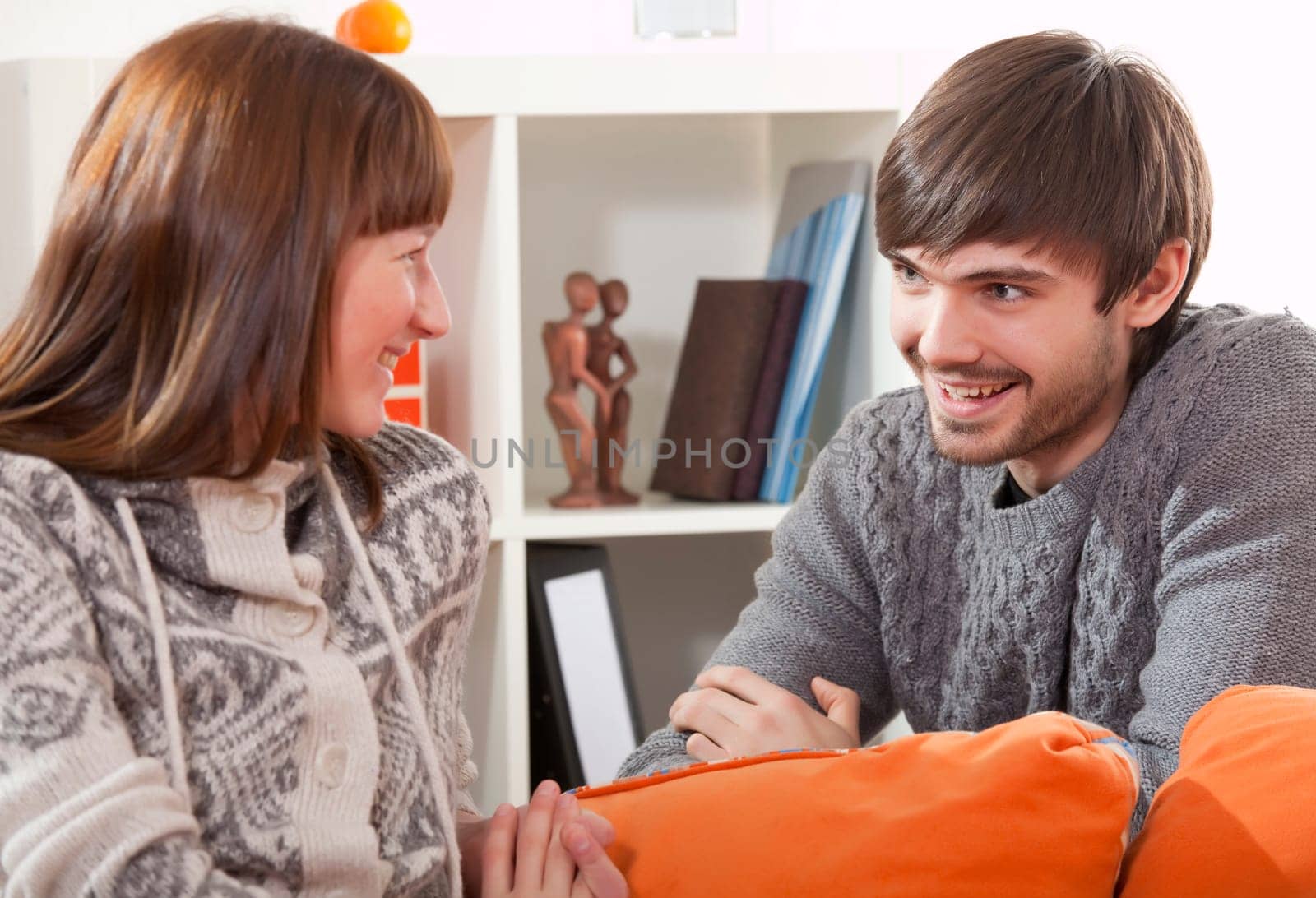 happy couple at home