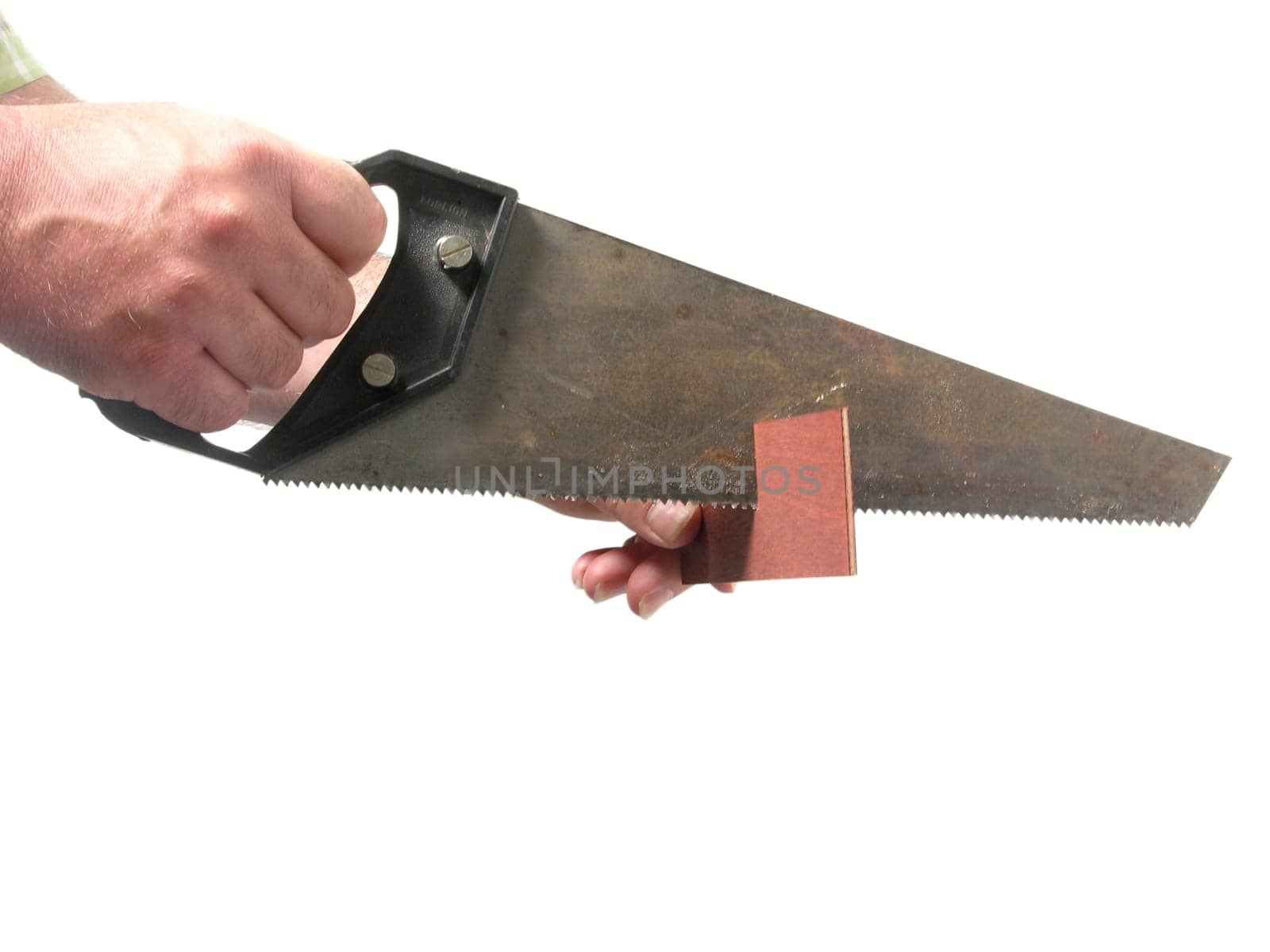 Cut out hand with fox tail and board