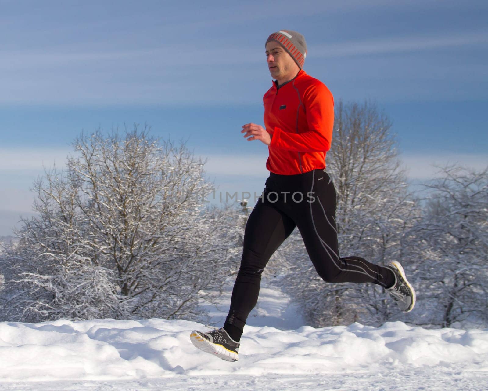 jogging in the snow