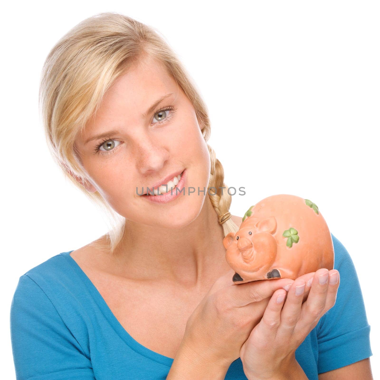 Woman with piggy bank