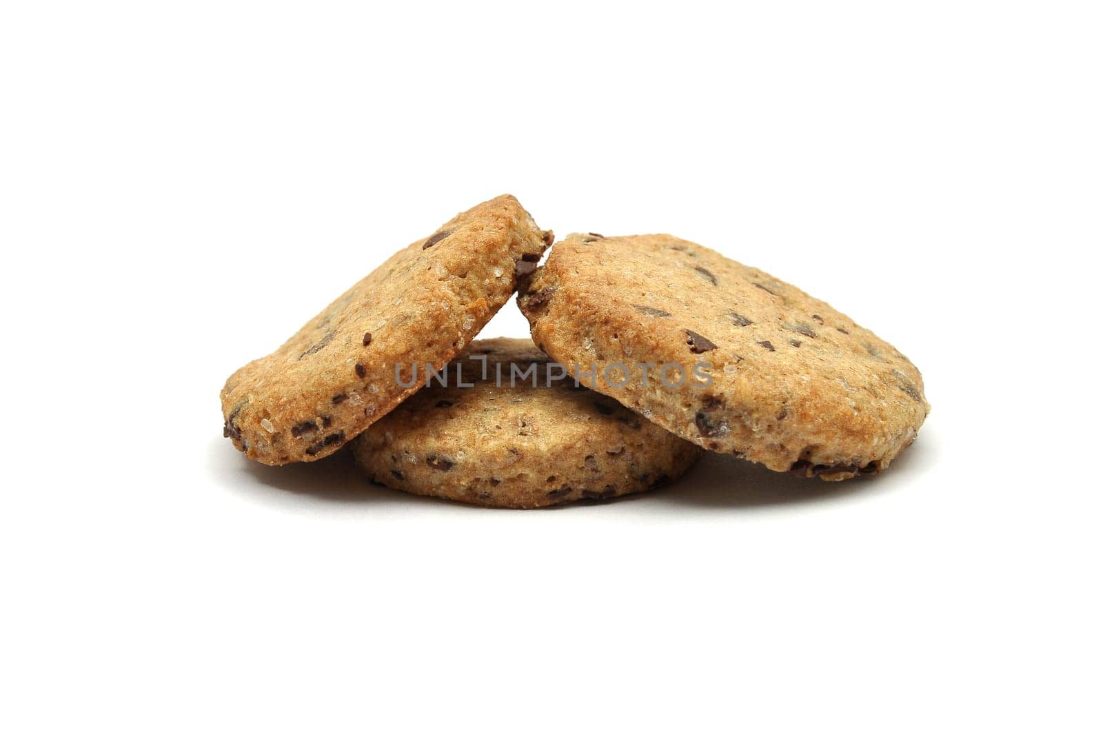 Whole wheat chocolate chip cookies on white