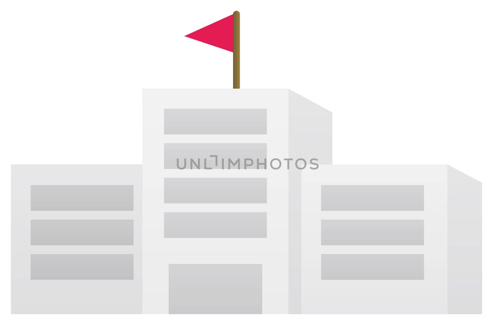 school building and red flag