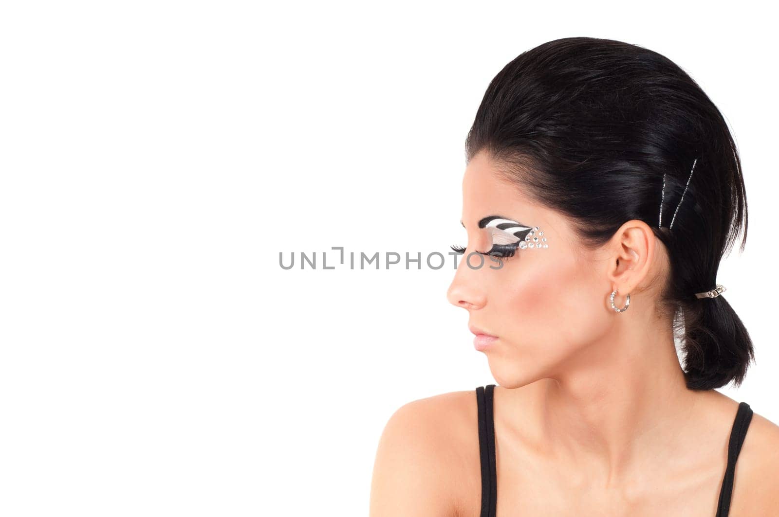 Woman with color face art