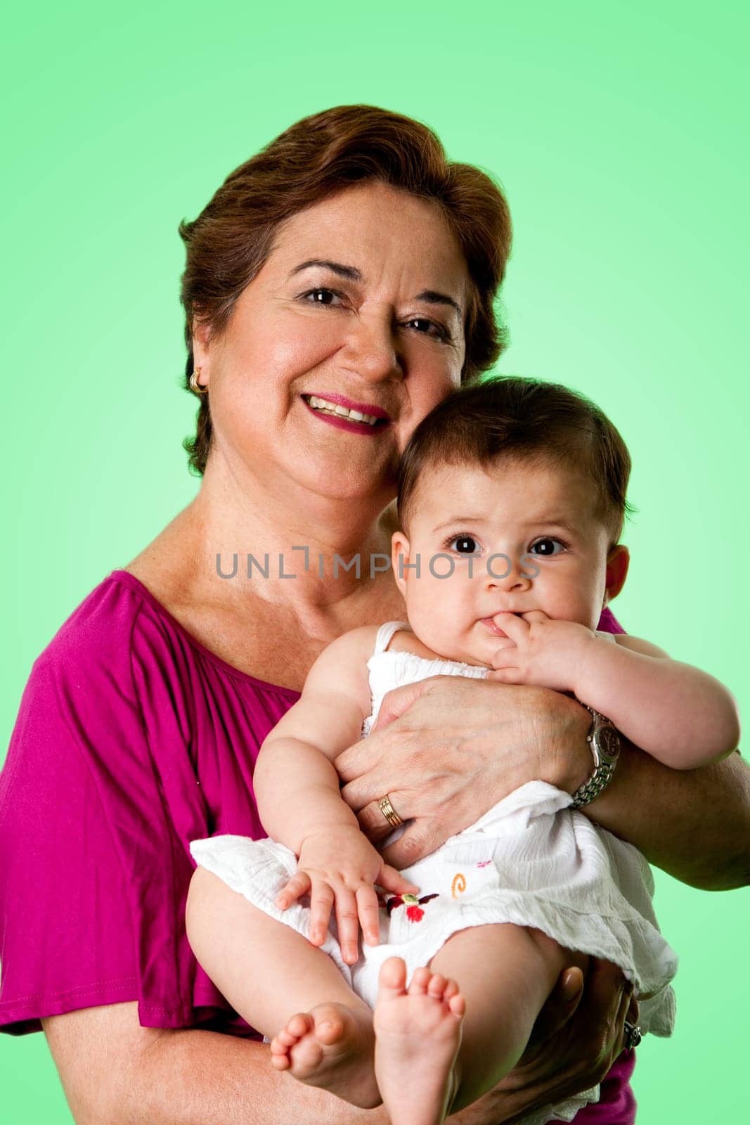 Happy grandma and cute baby