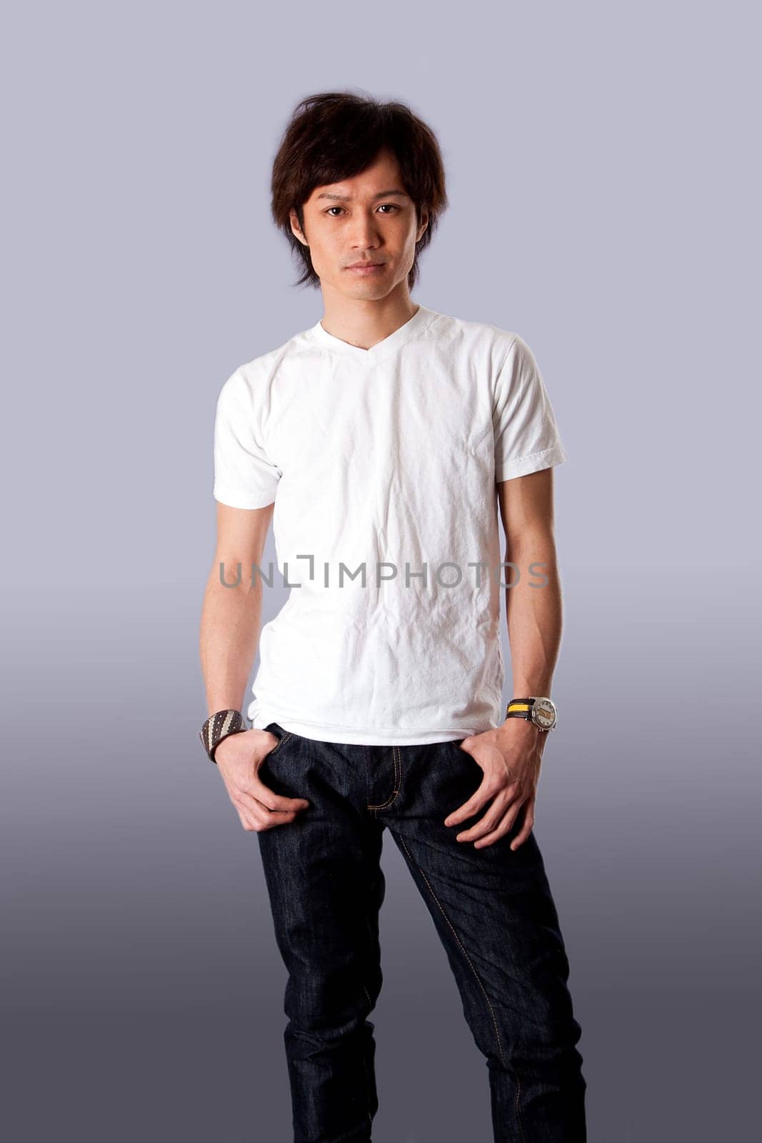 Casual Asian man in white shirt