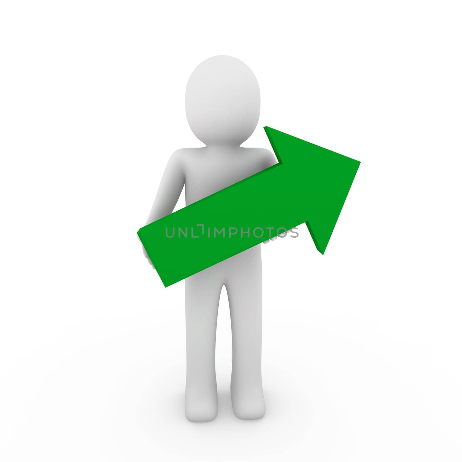 3D Human Arrow Success Green High Business