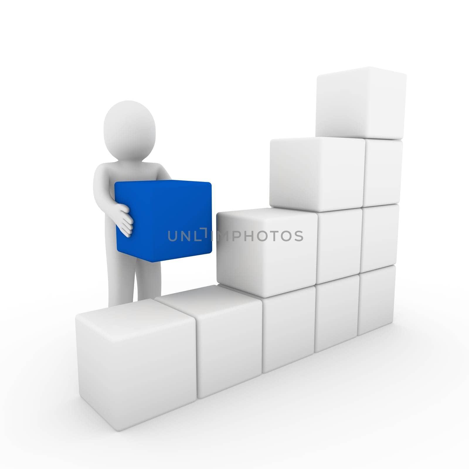 3D Human Cube Blue