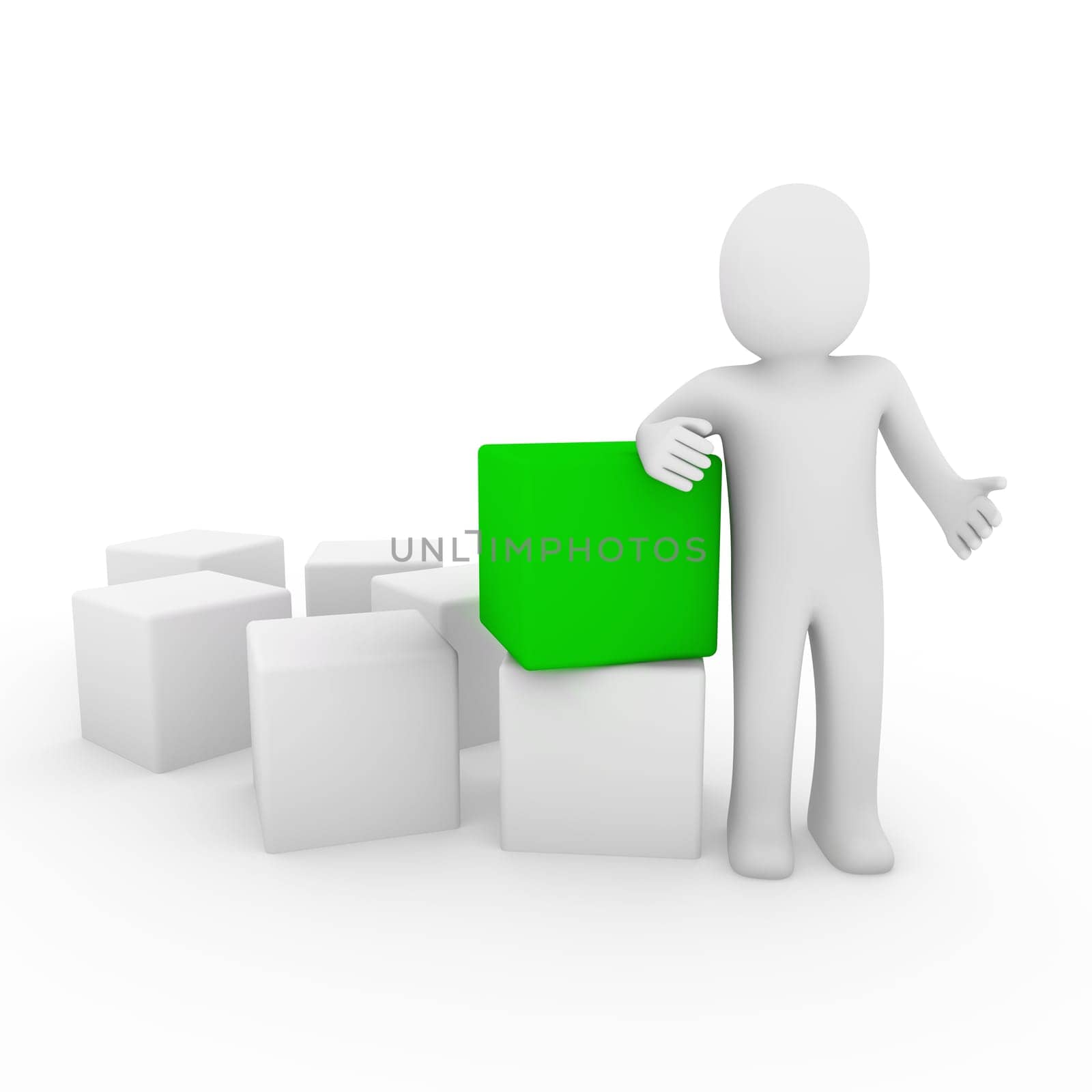 3D Human Cube Green