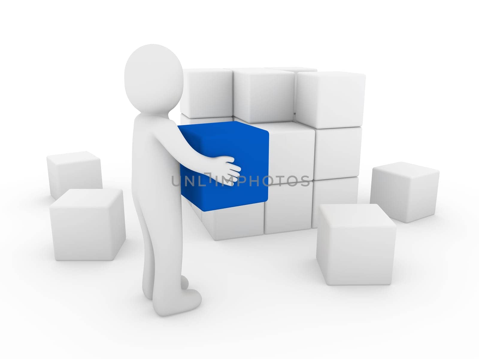 3D Human Cube Blue