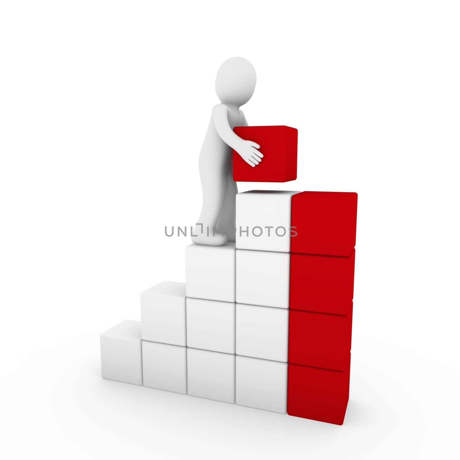 3D Human Cube Tower Red White