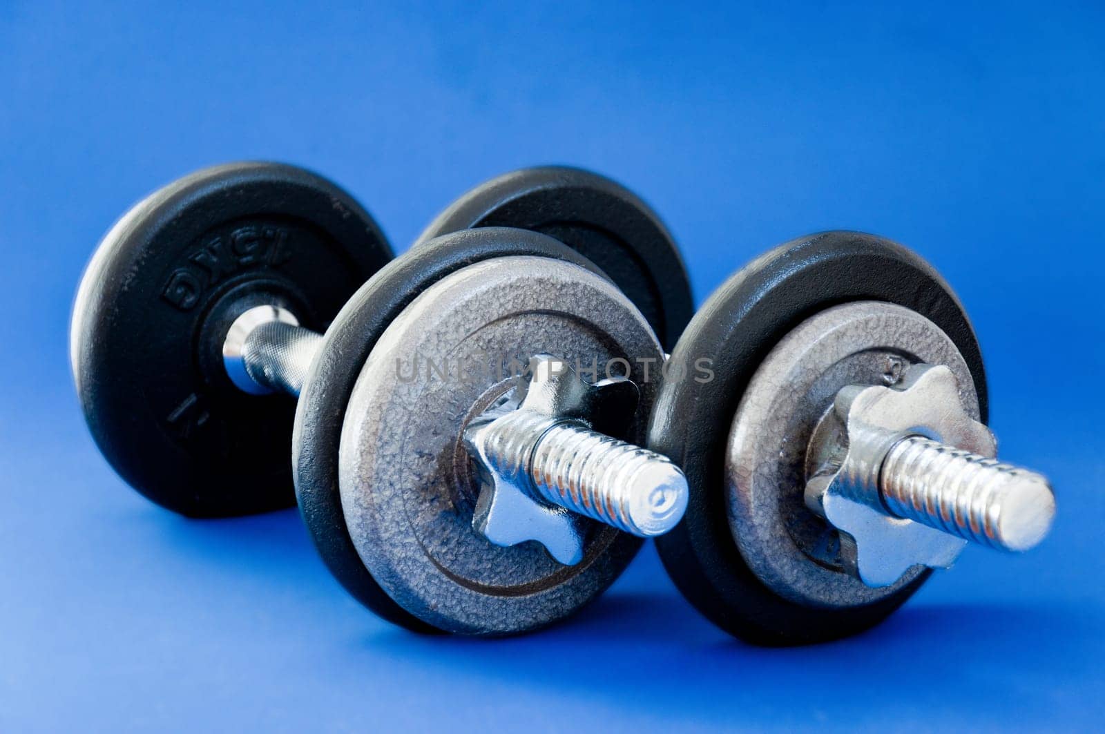 Barbells on Blue