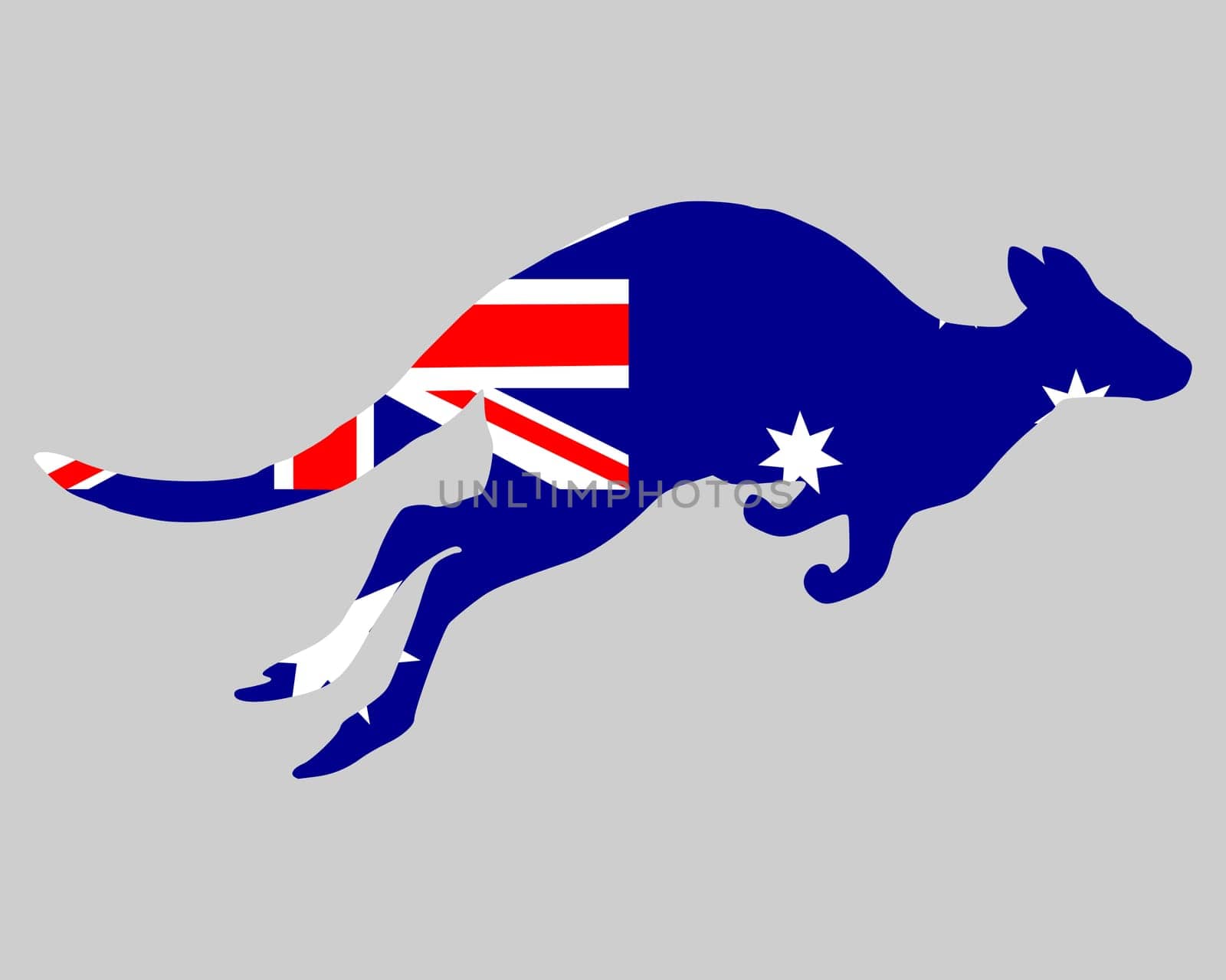 National flag of Australia with kangaroo