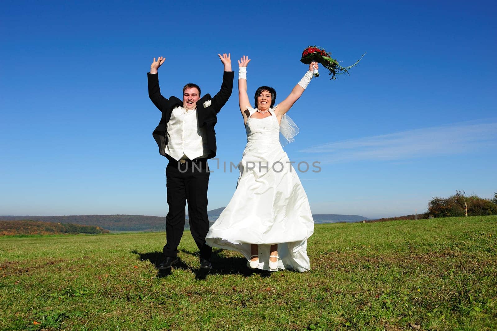 happy bridal couple