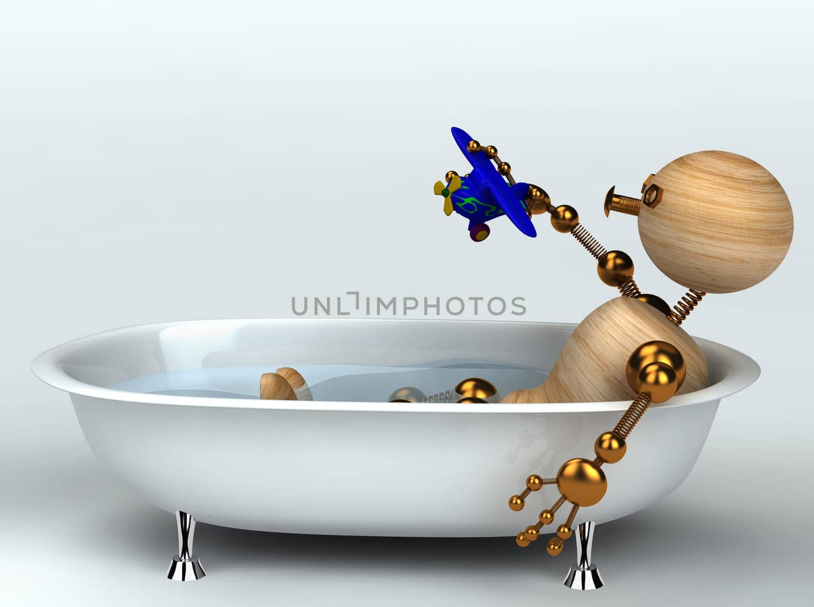 wood man with old bath