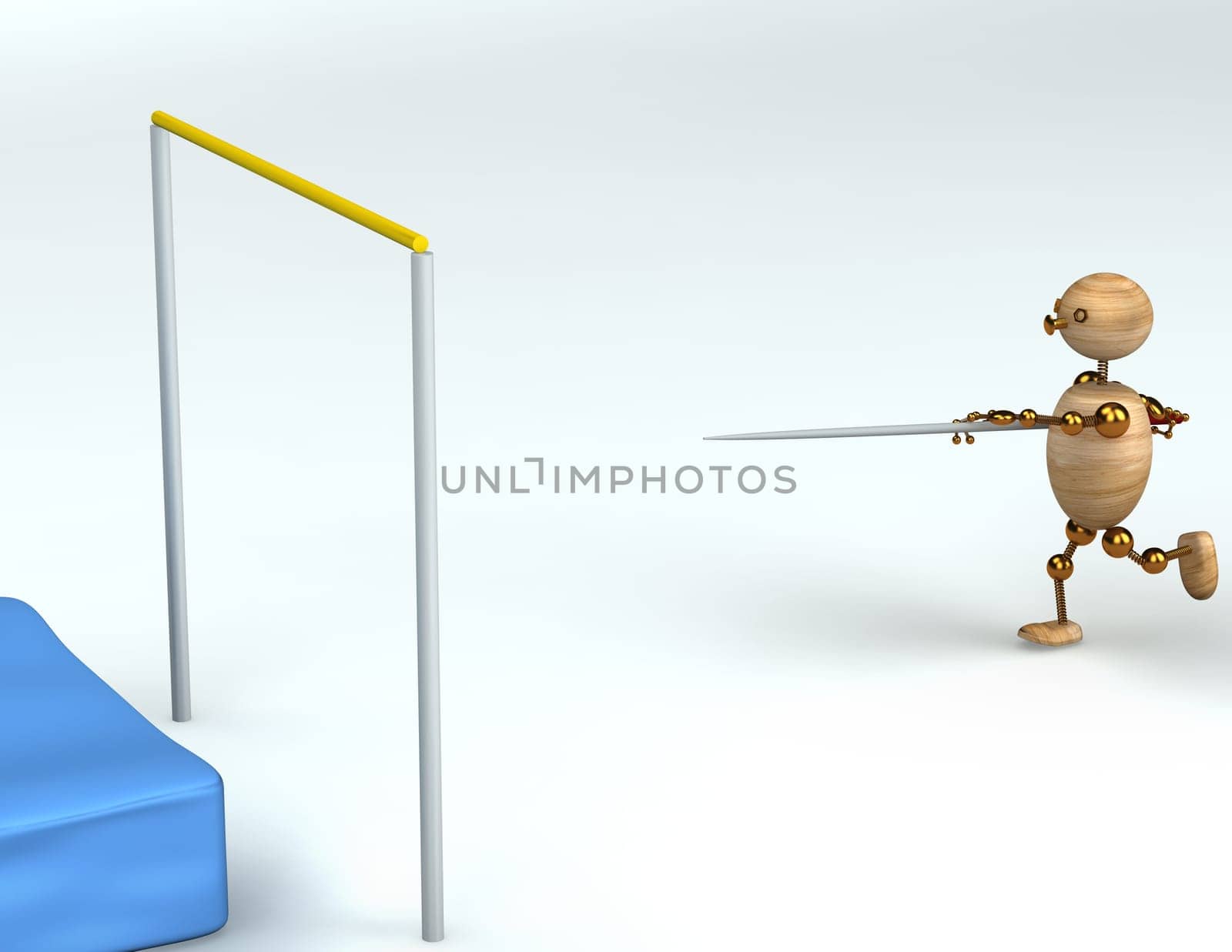 wood  man high pole jump