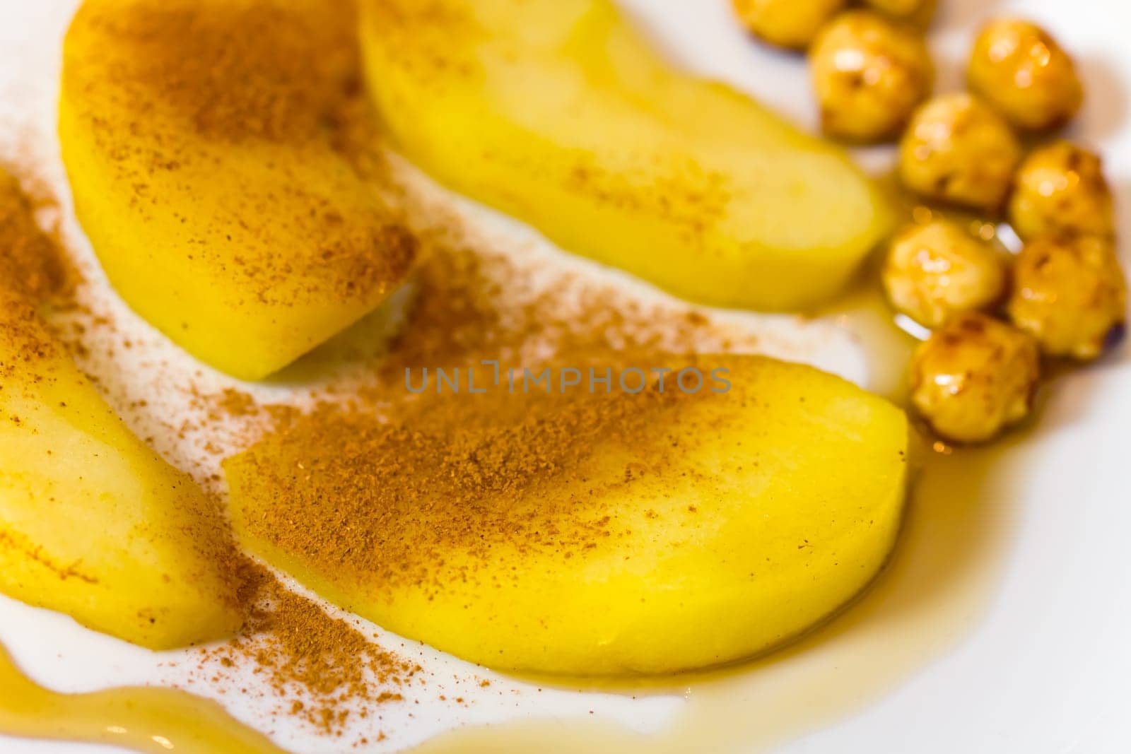 Pear compote,cinnamon,caramel hazelnut
