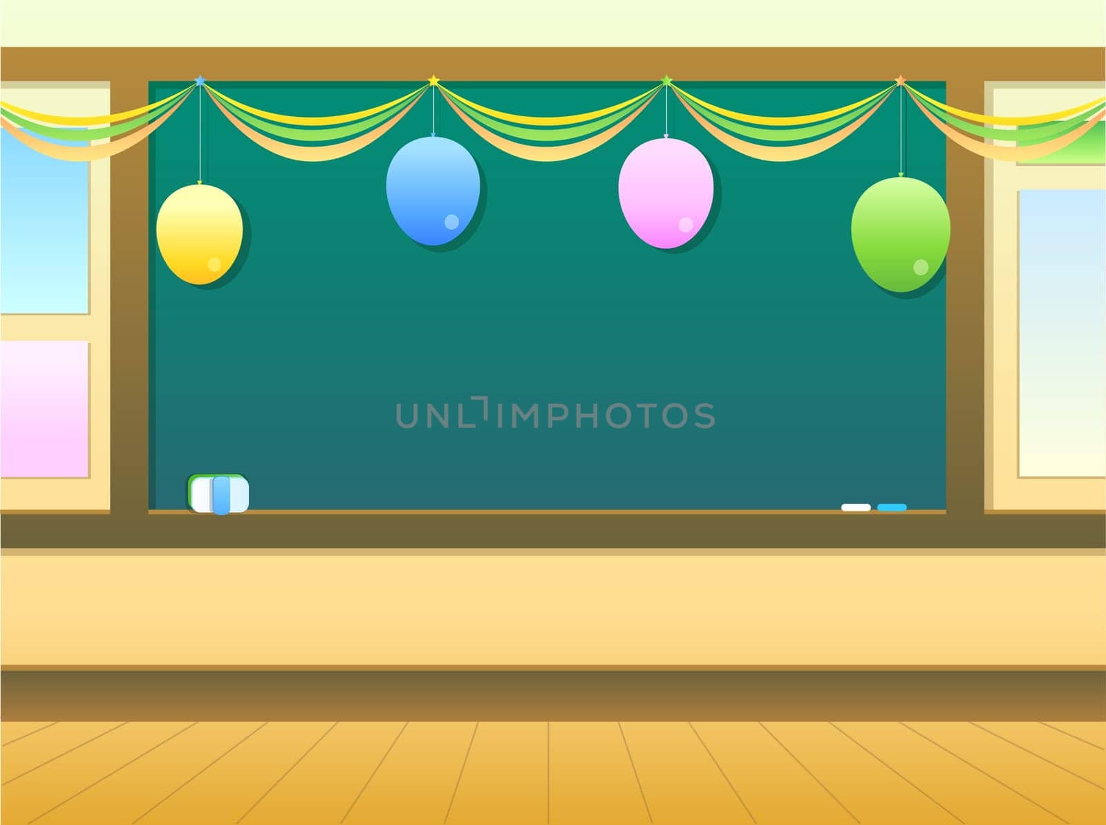 classroom with ballon for celebration