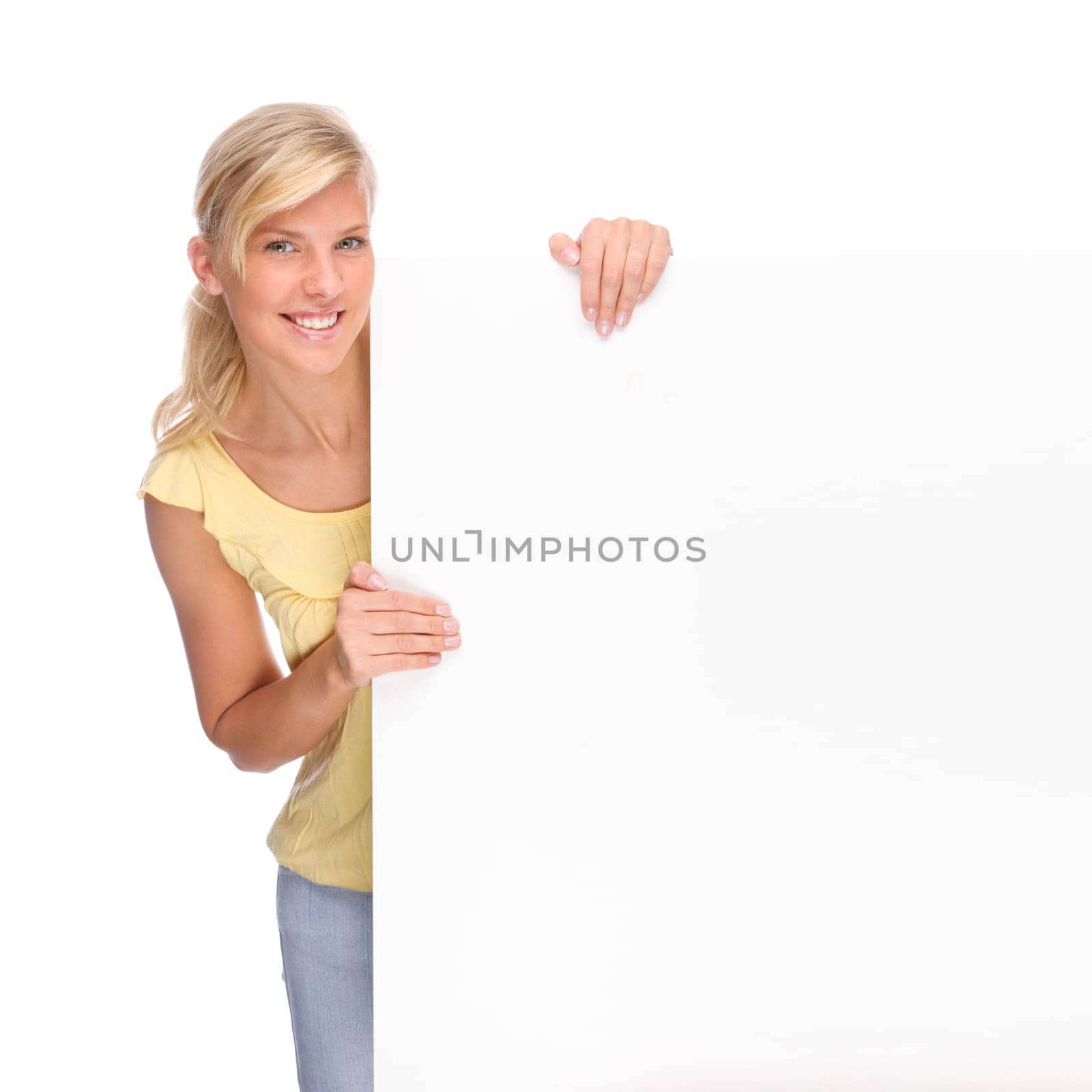 Woman with advertising sign