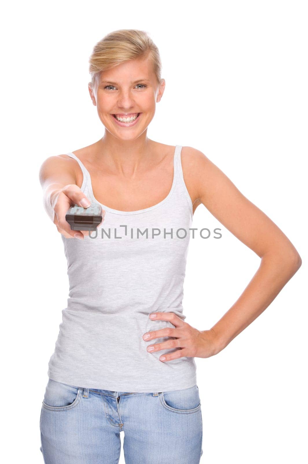 Woman with remote control