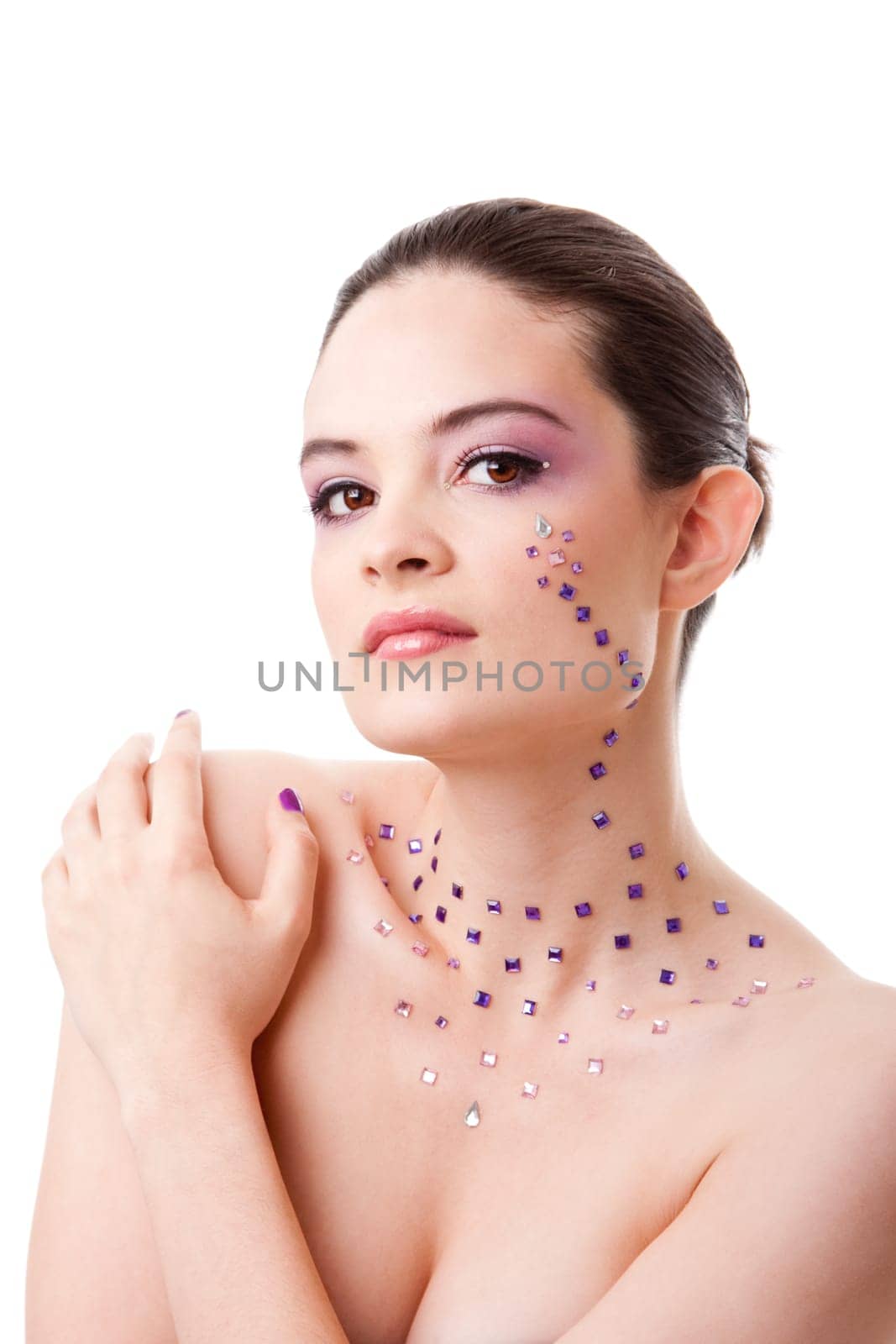 Beatiful woman with purple makeup
