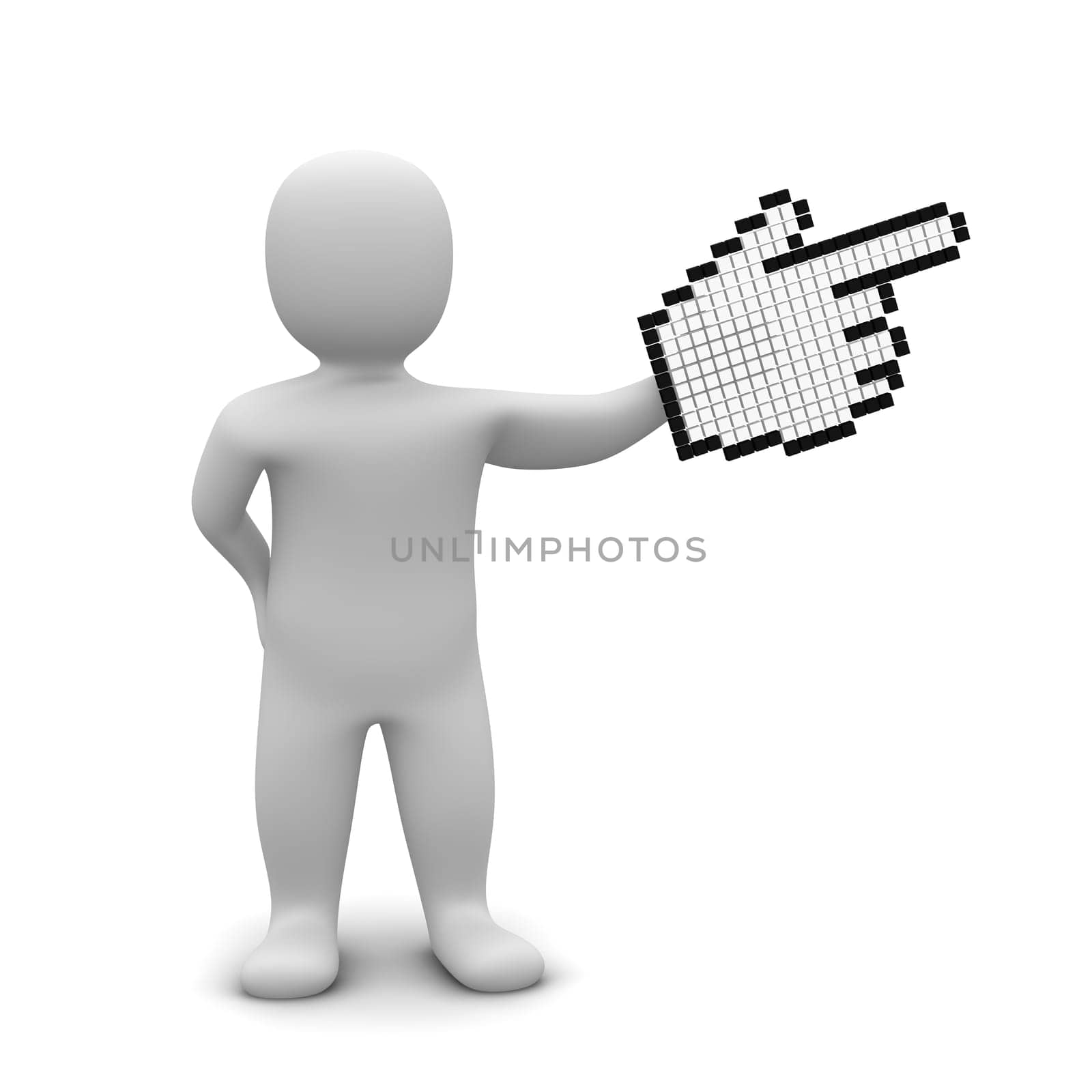 Man and hand mouse cursor