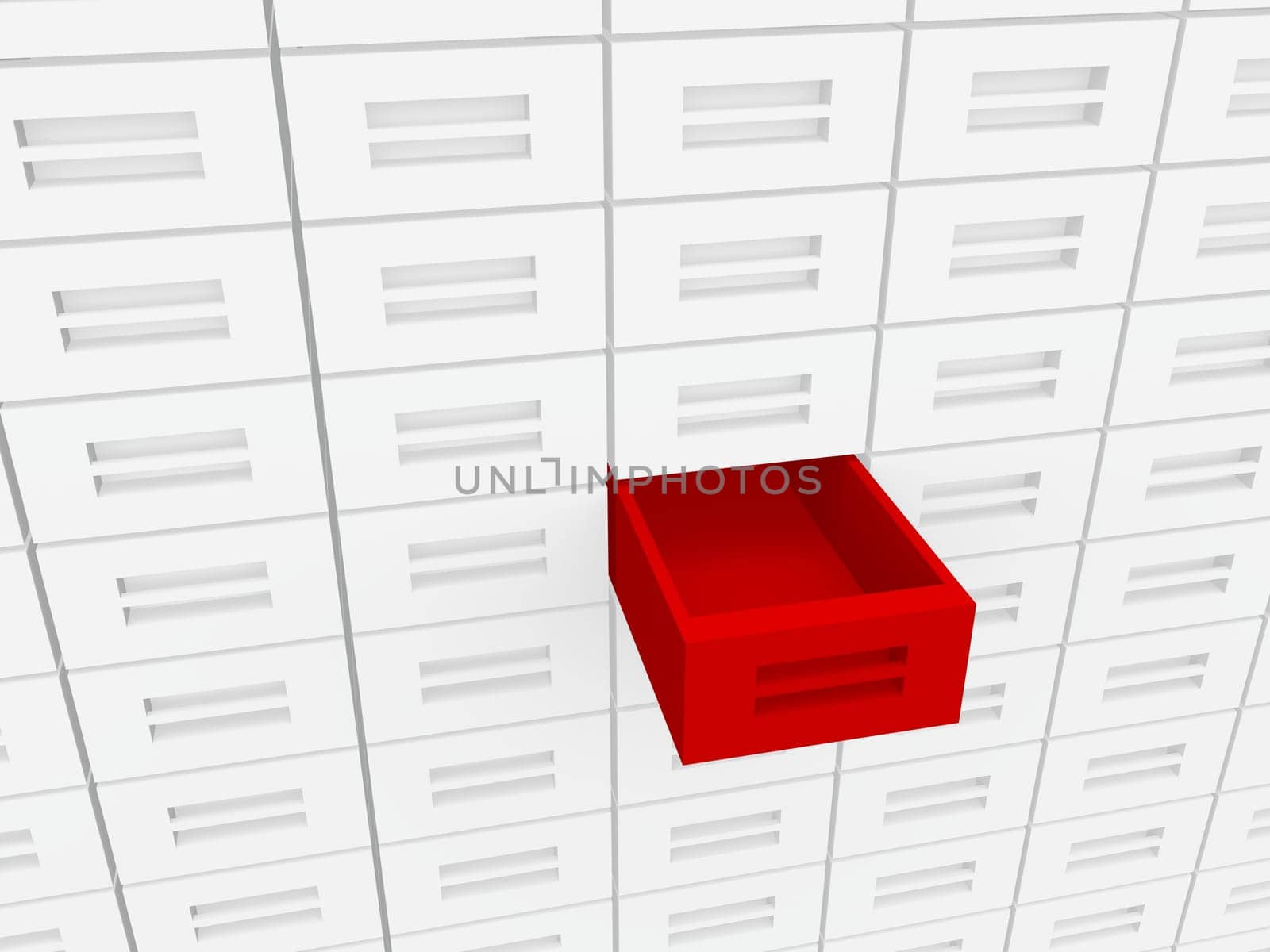 Open drawer or safe deposit
