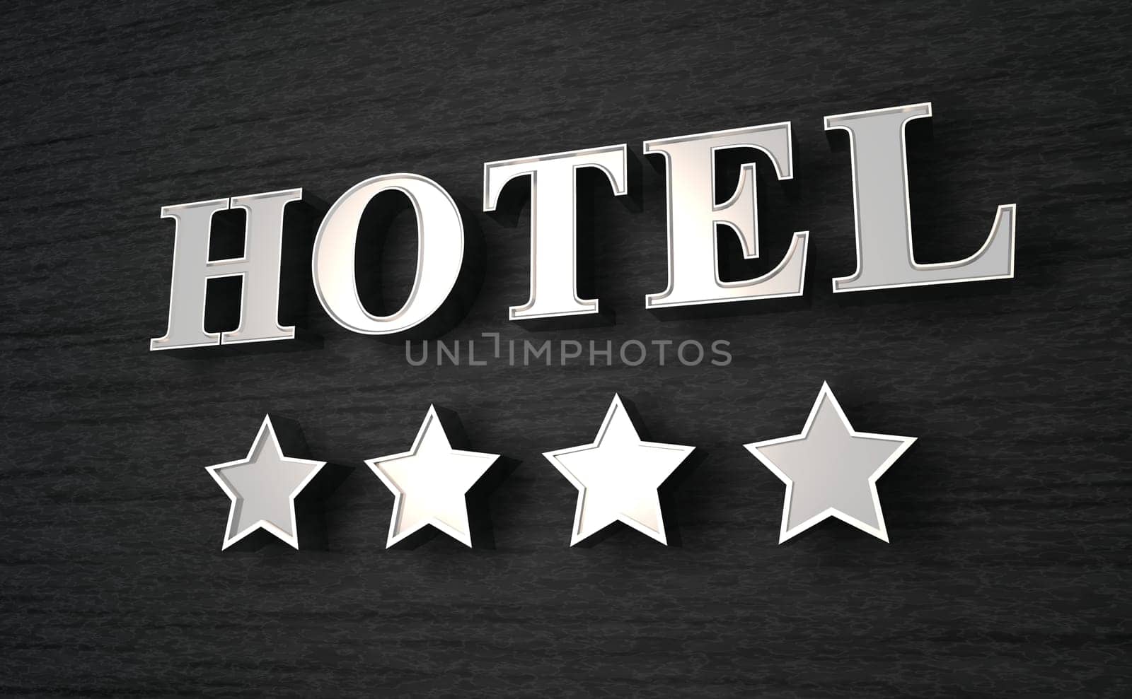 4 Star Hotel Shield - Silver on Black