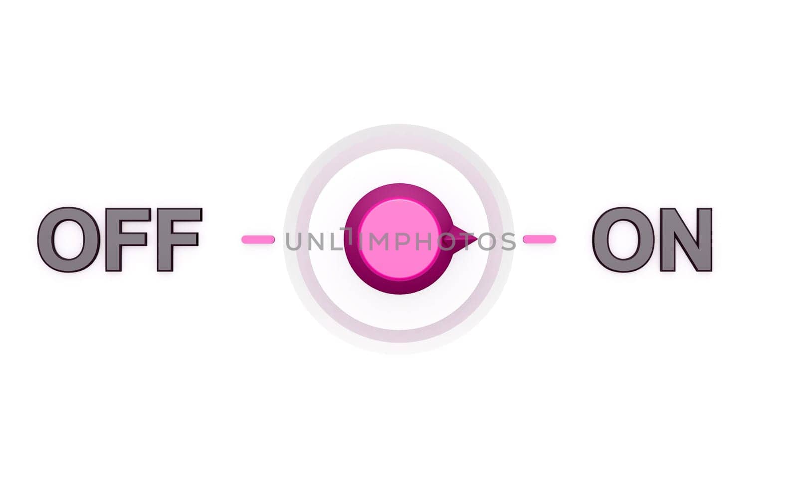 3D Knob pink on white - ON