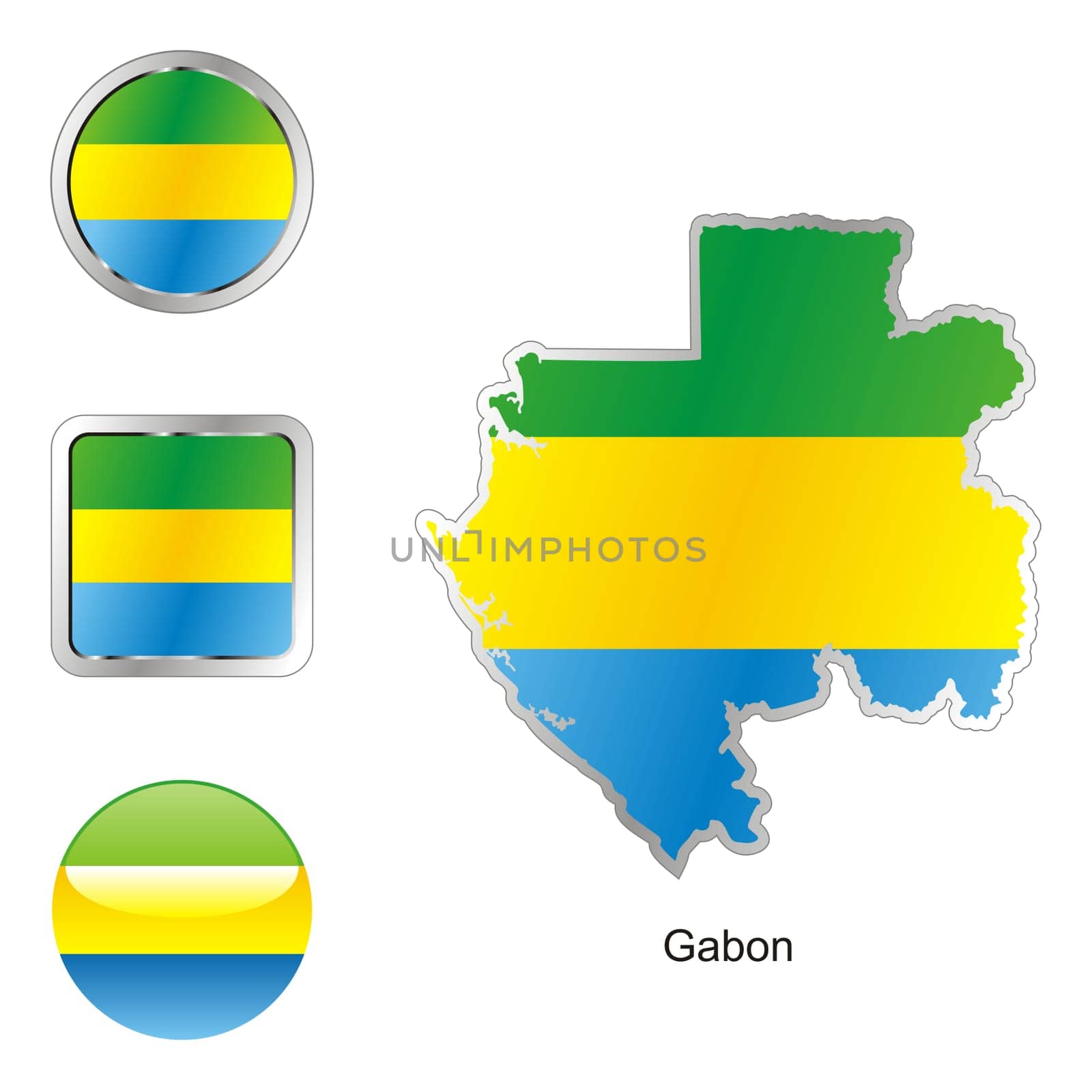 gabon map and internet buttons