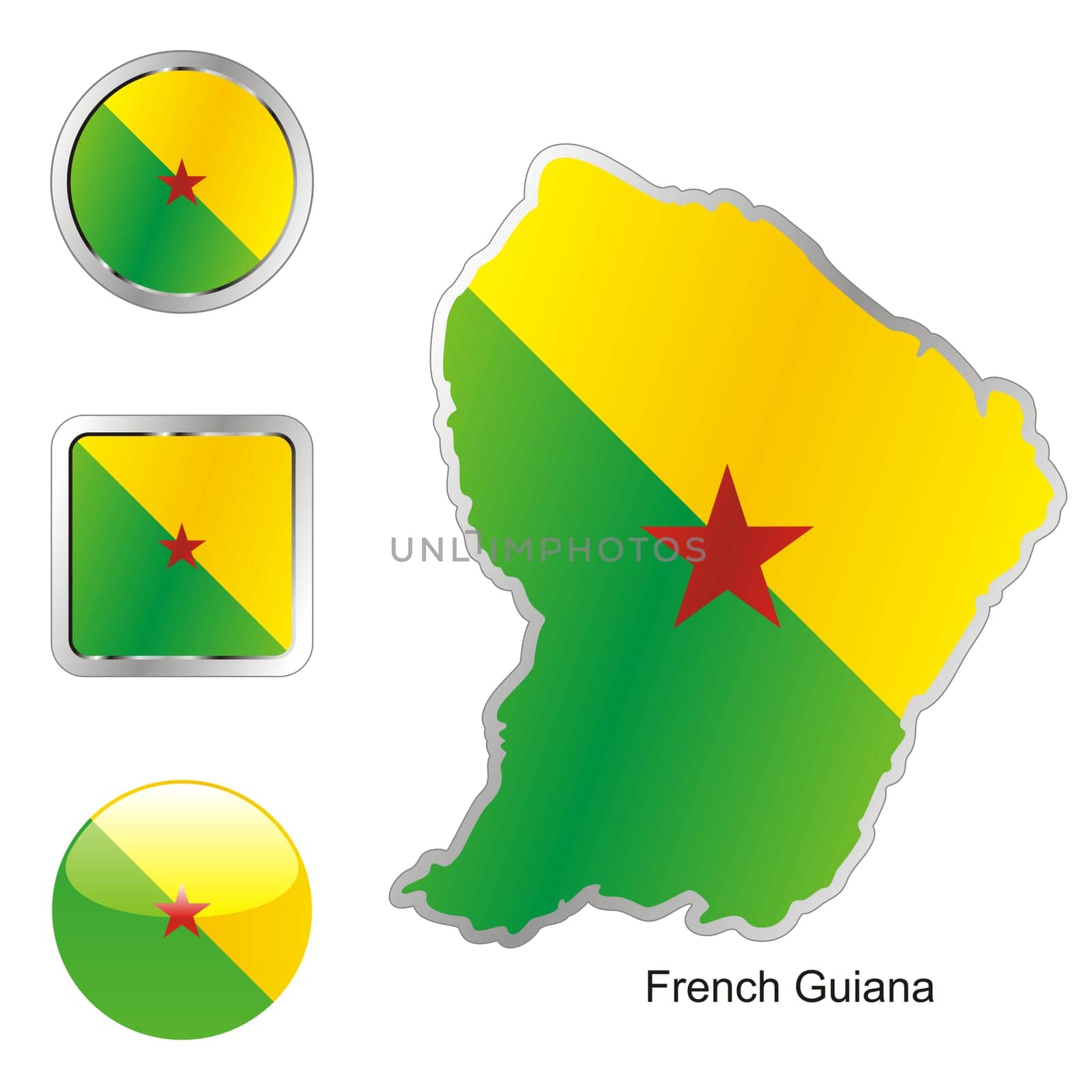french guiana map and internet buttons
