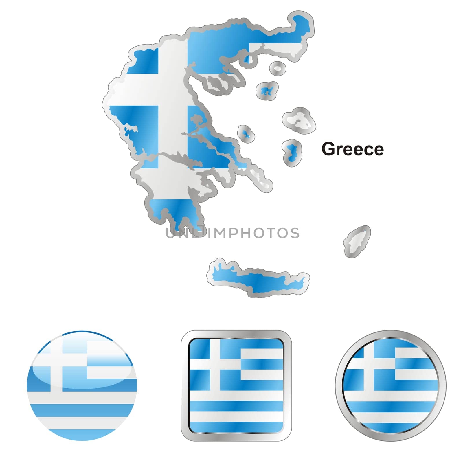 greece map and internet buttons
