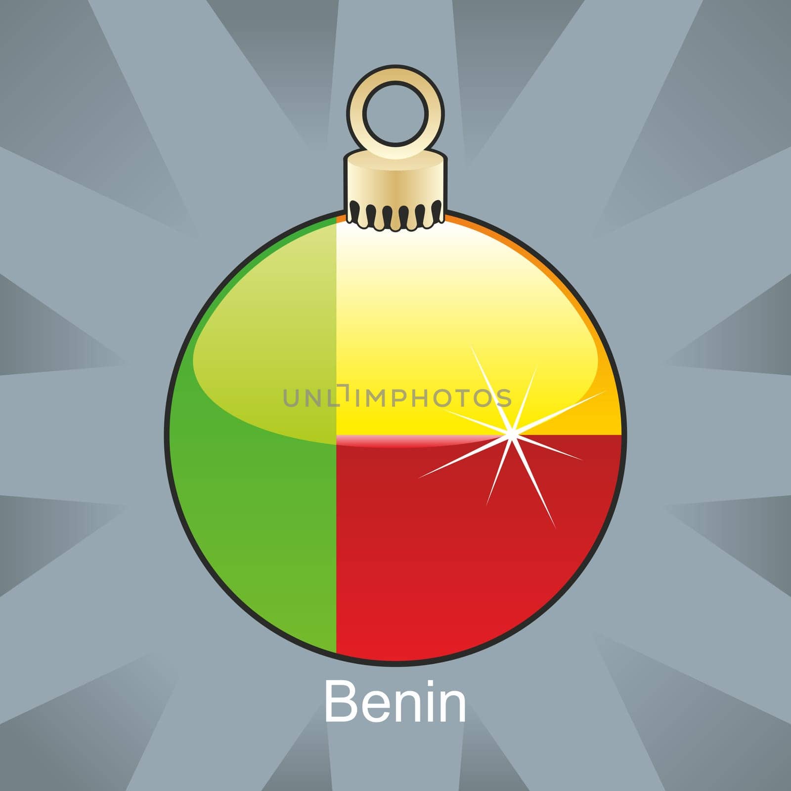 Benin flag in christmas bulb shape