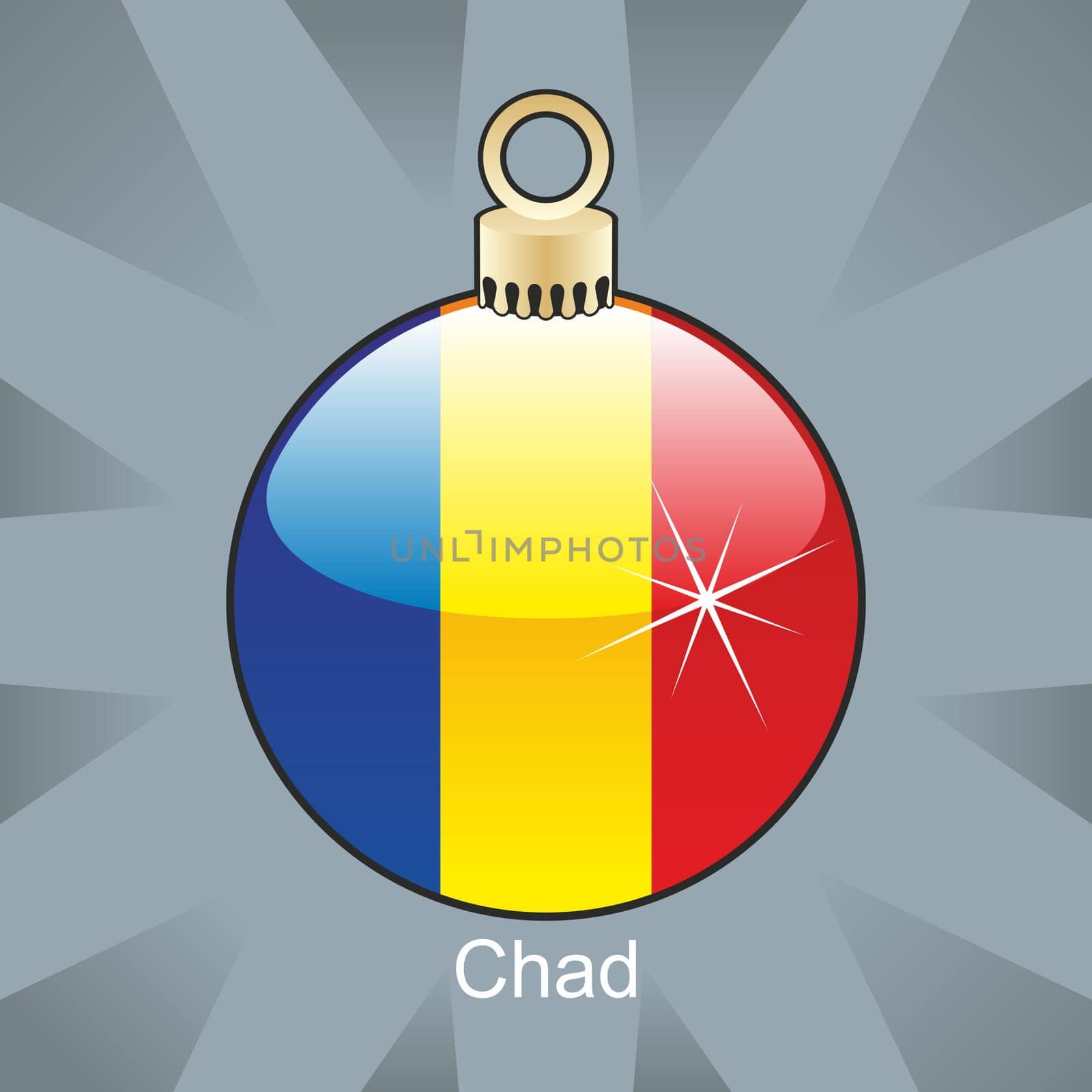 Chad flag in christmas bulb shape