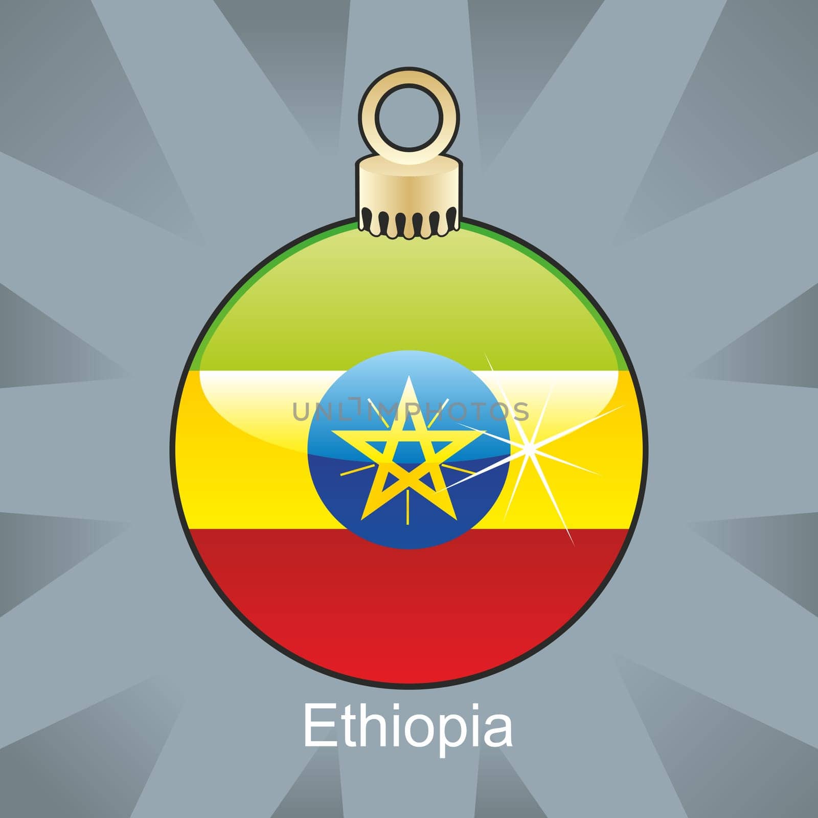Ethiopia flag in christmas bulb shape