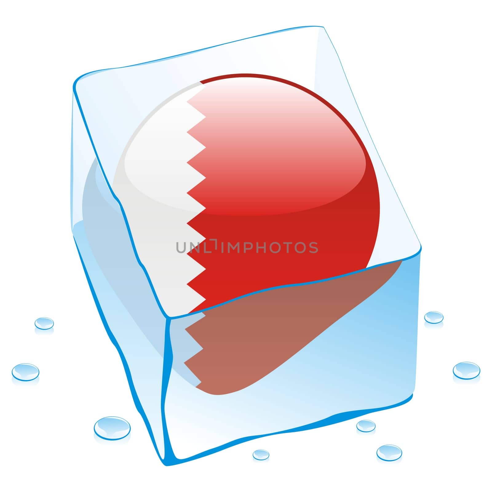 bahrain flag frozen in ice cube