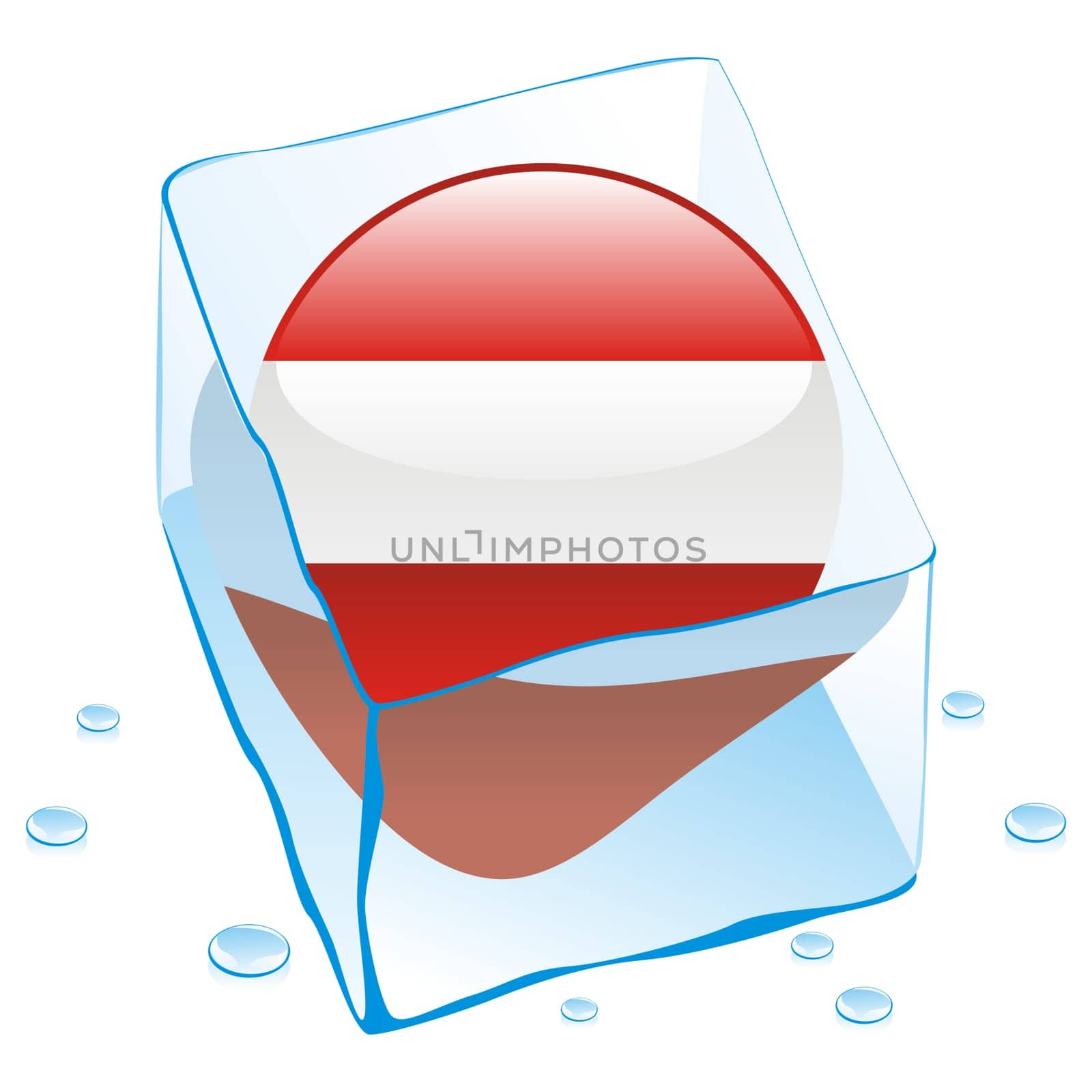 austria flag frozen in ice cube