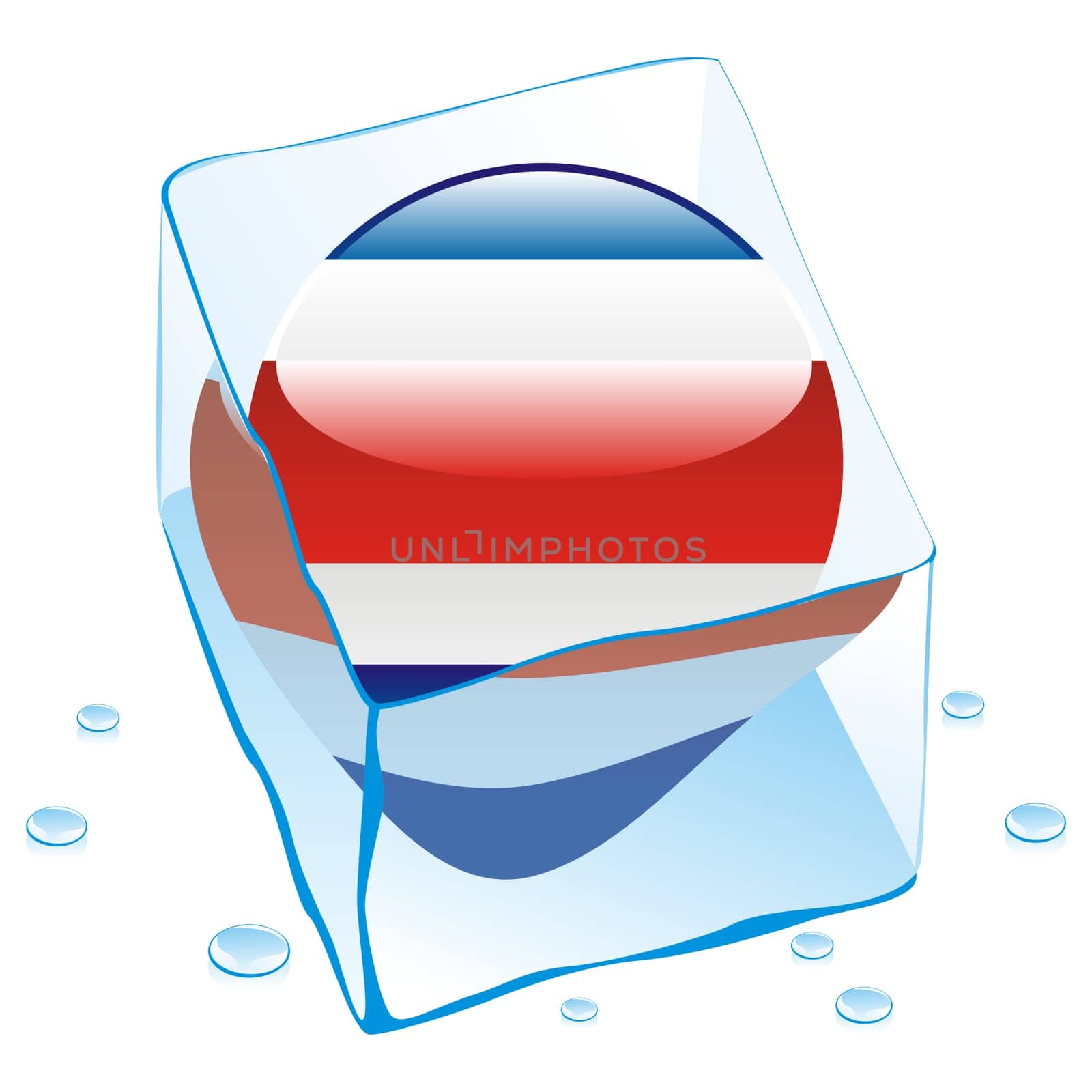 costa rica flag frozen in ice cube