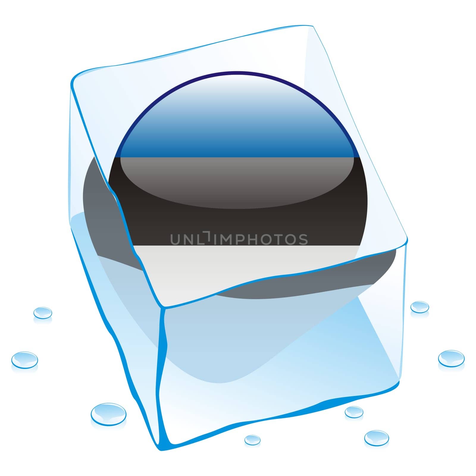 estonia flag frozen in ice cube