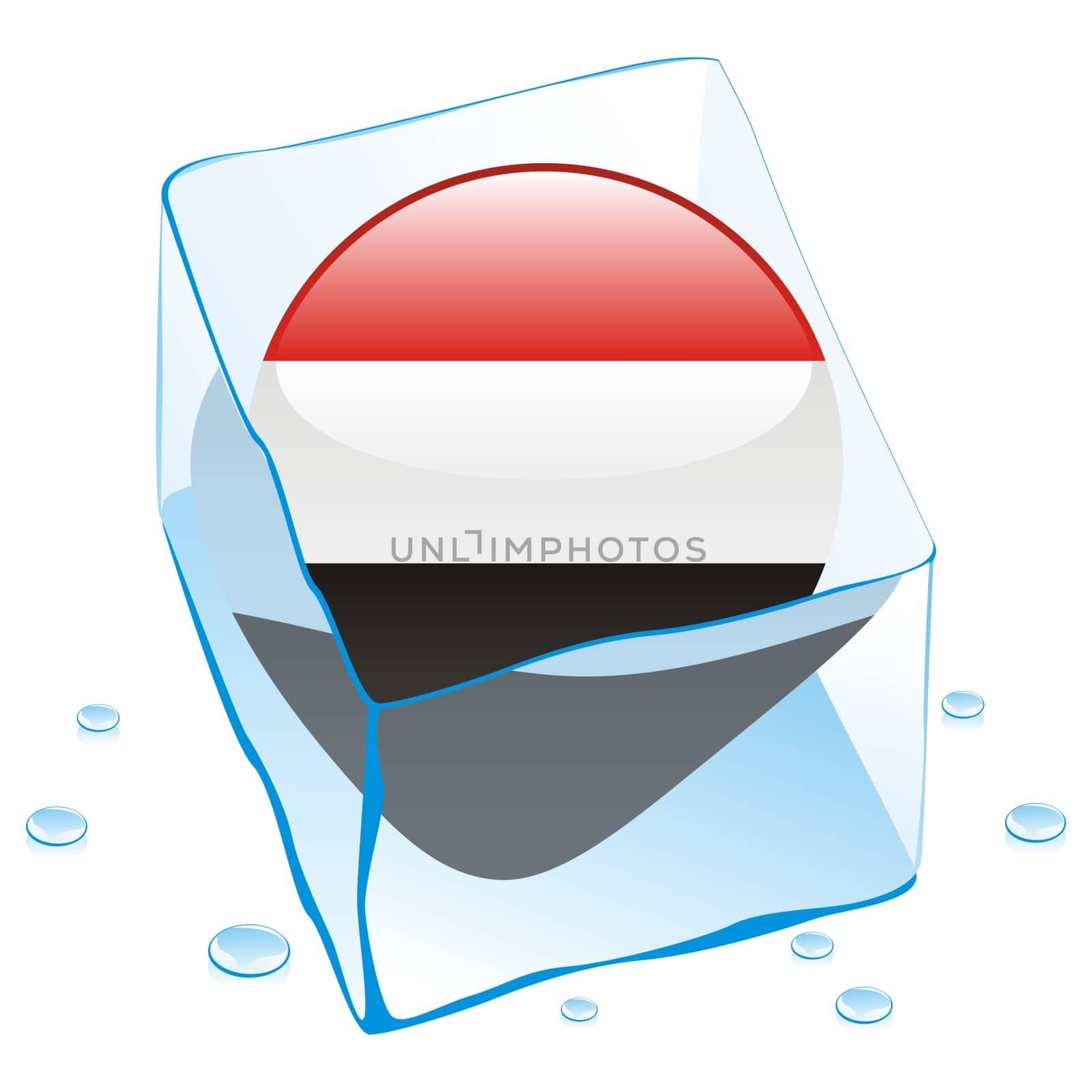 egypt flag frozen in ice cube