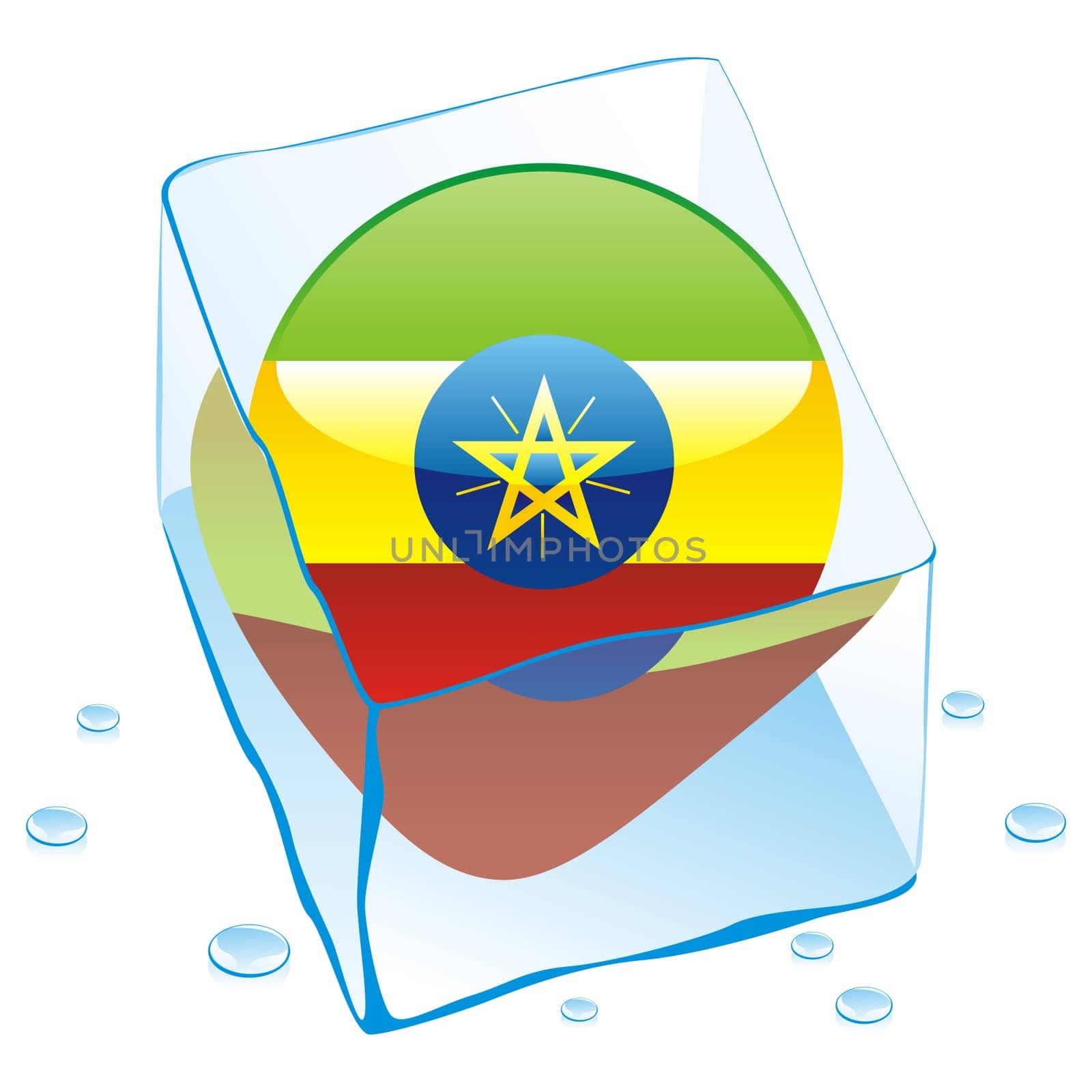 ethiopia flag frozen ice cube