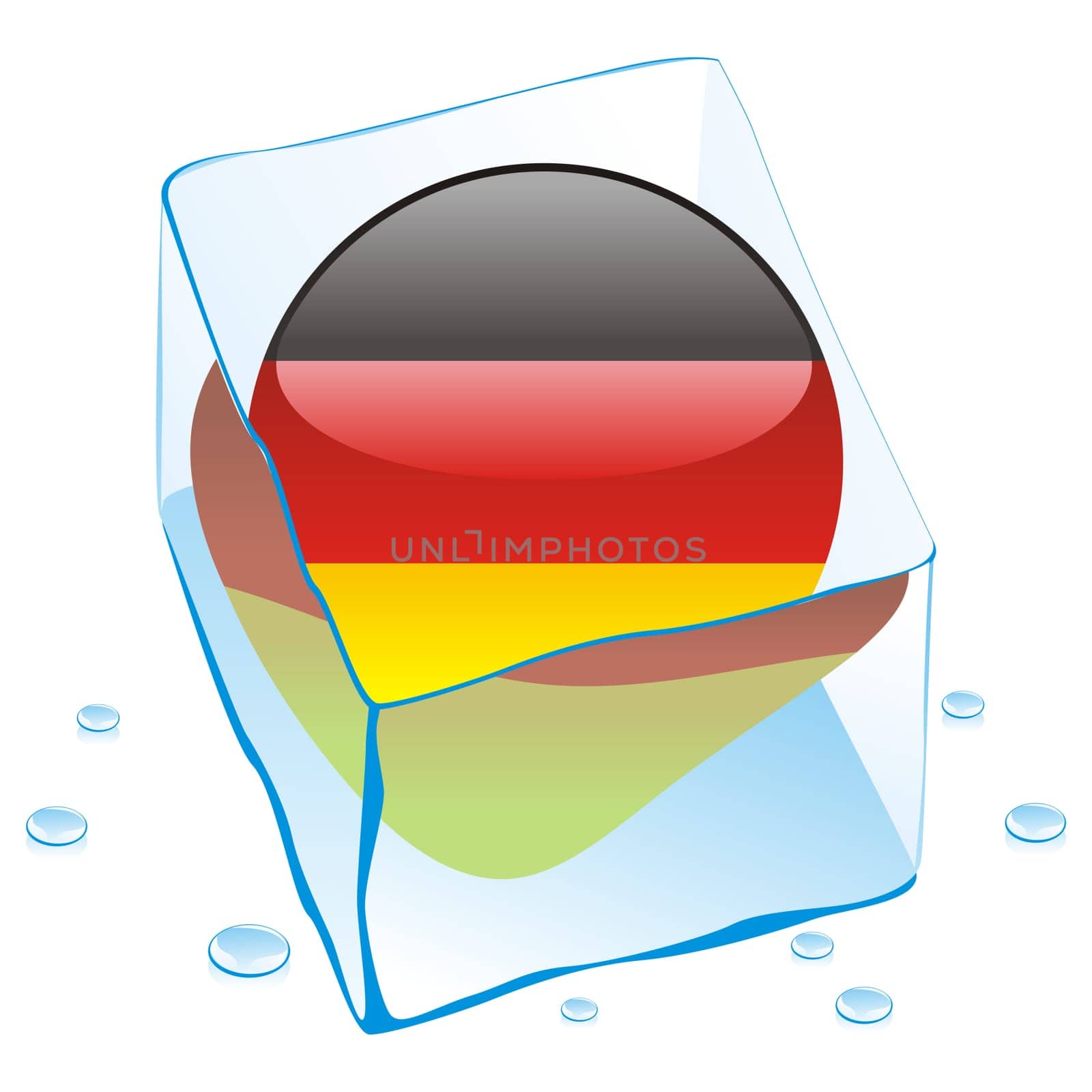 germany flag frozen in ice cube