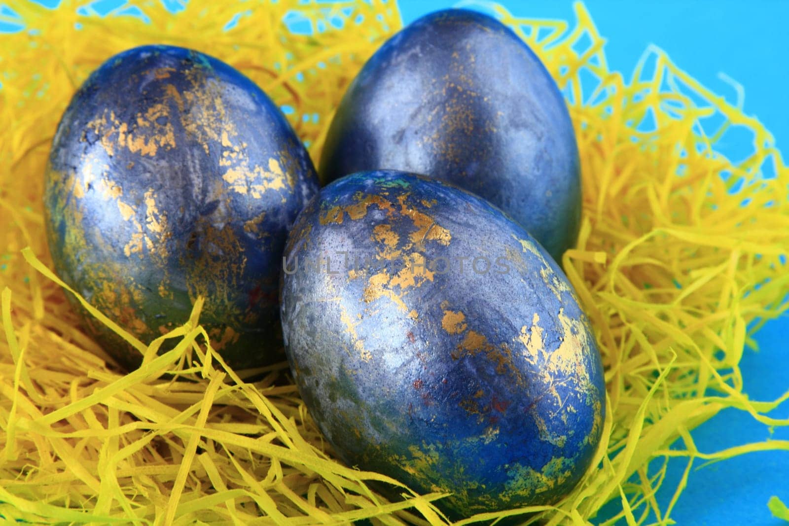 blue and gold Easter eggs