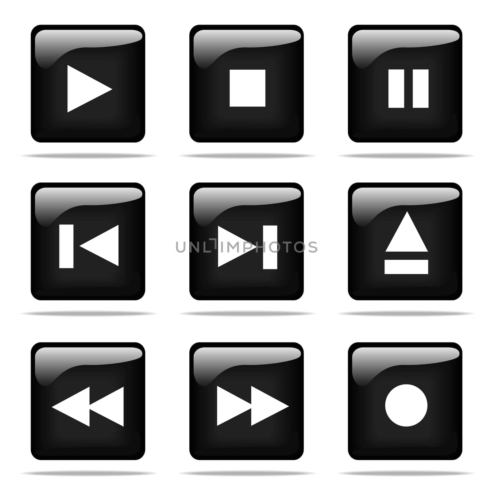 Set of glossy buttons with player icons