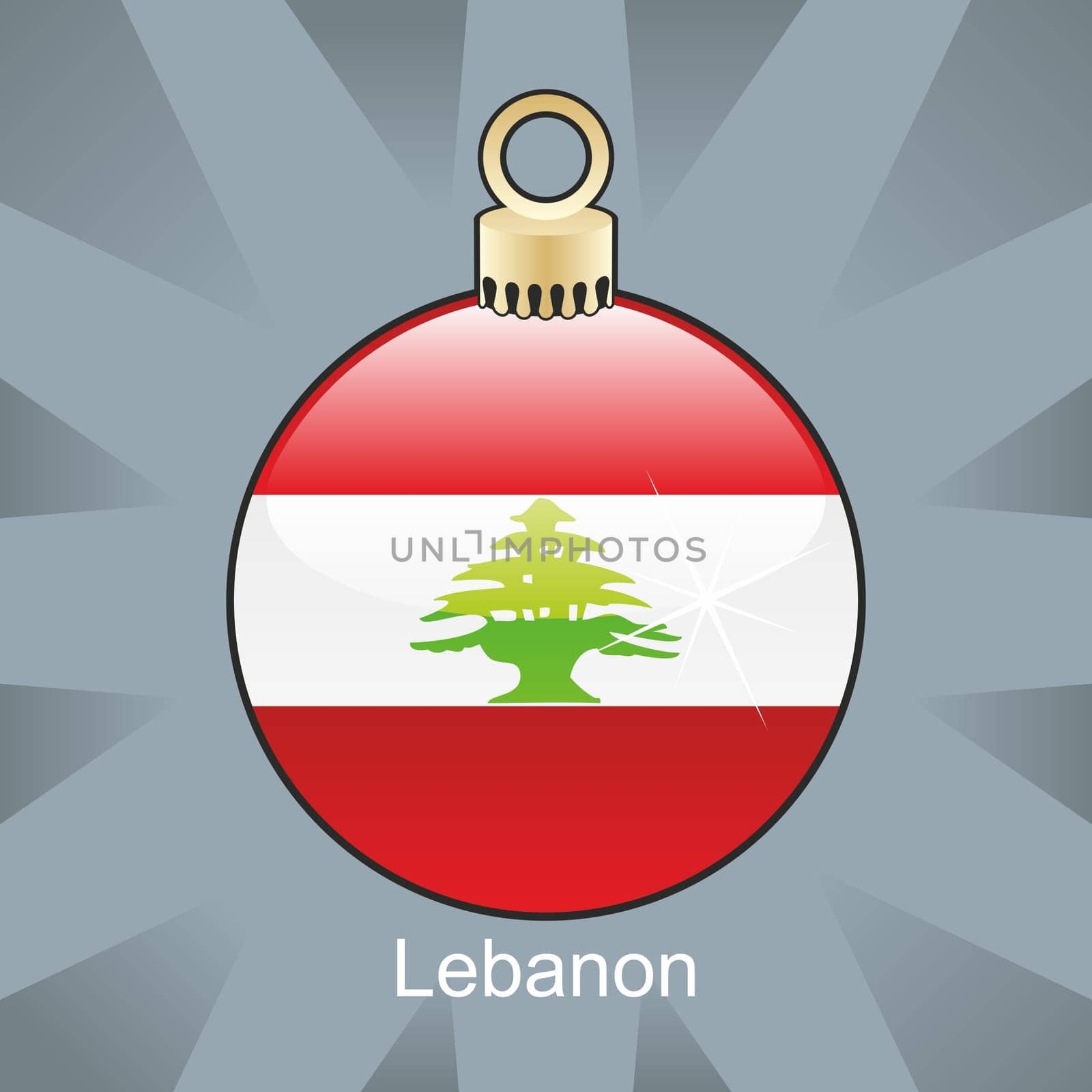 Lebanon flag in christmas bulb shape