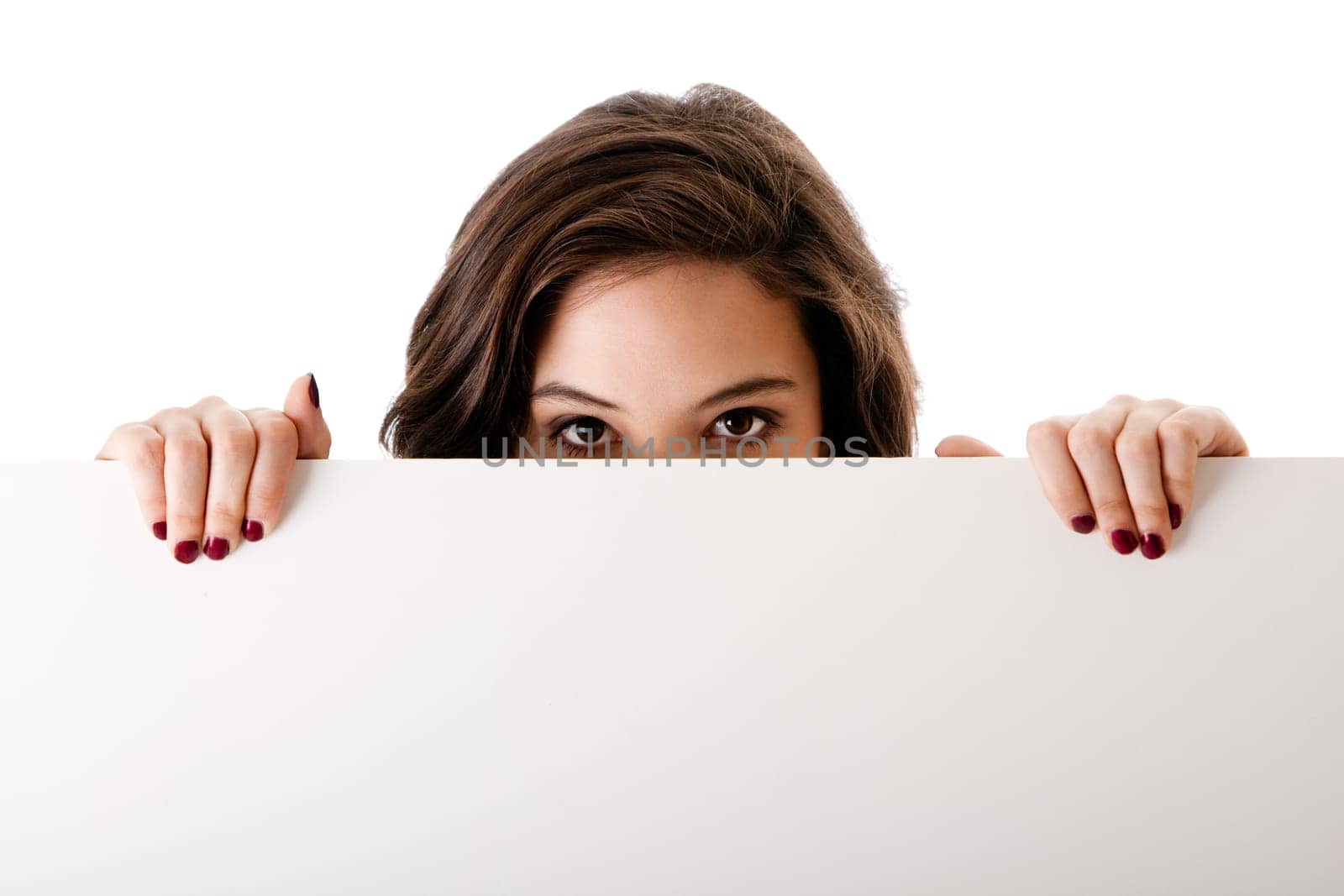 Young business woman with white board